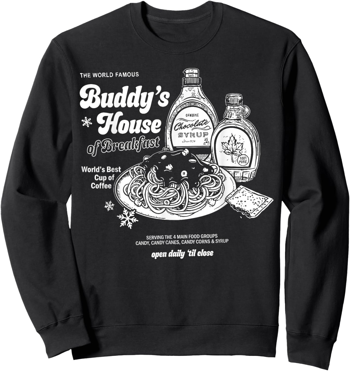 Buddys House of Breakfast Funny Cute Christmas Fitness Gym Sweatshirt - Sweatshirt | Black