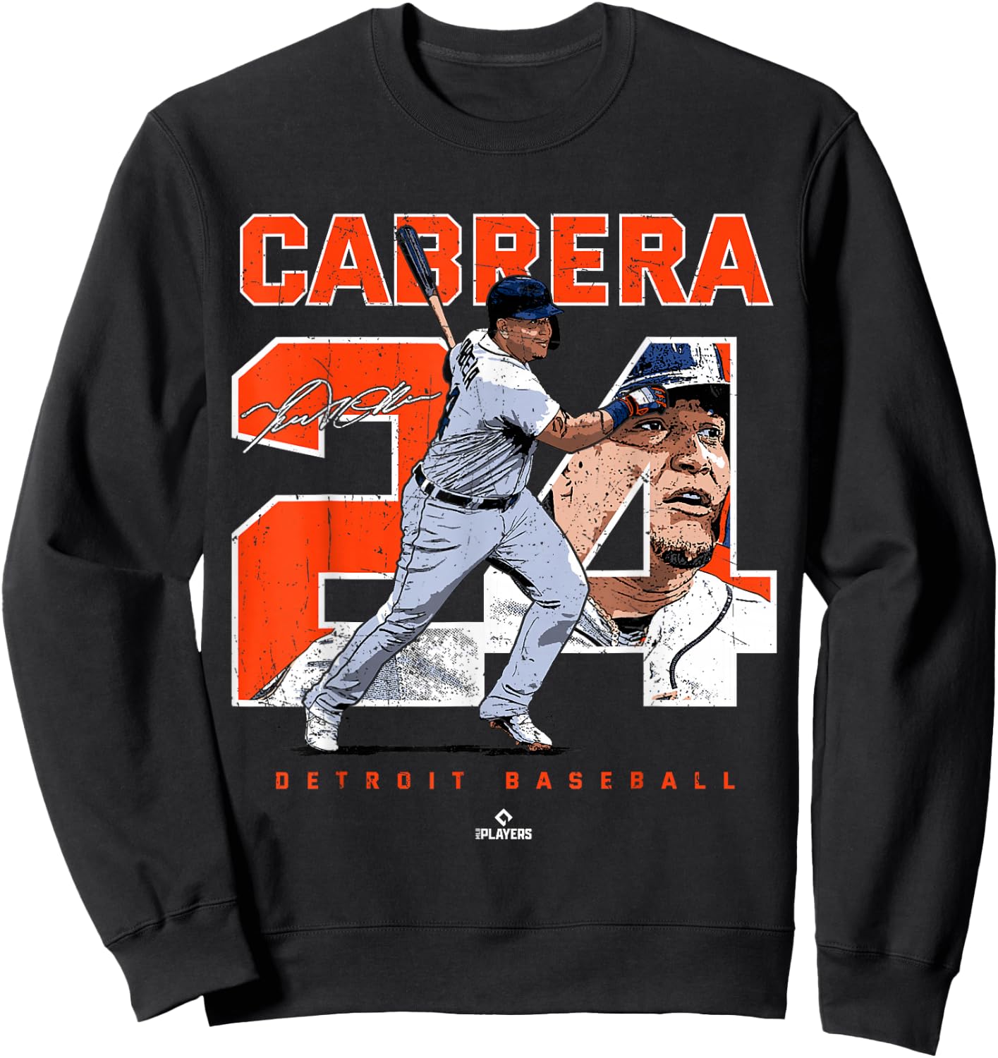 Number and Portrait Miguel Cabrera Detroit MLBPA Sweatshirt - Sweatshirt | Black