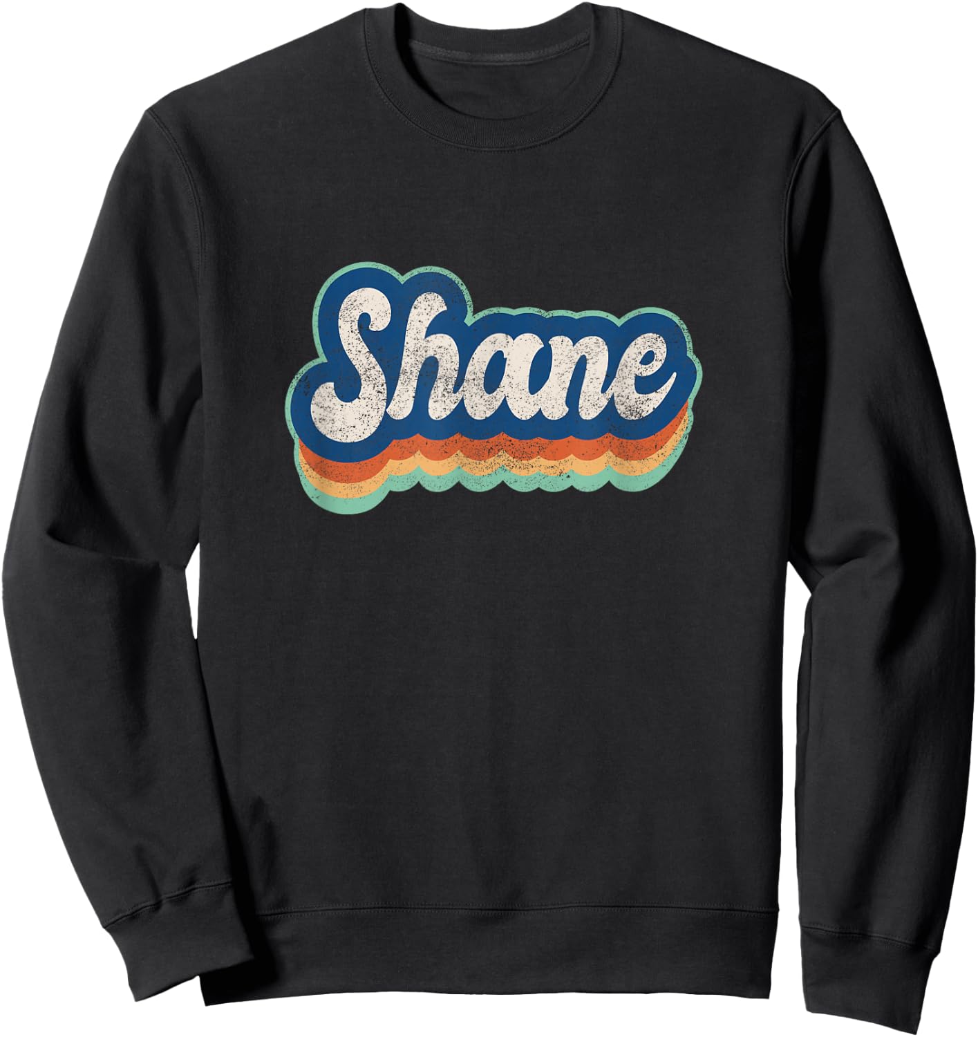 Shane First Name Boy Vintage Style 70s 80s Personalized Sweatshirt - Sweatshirt | Black