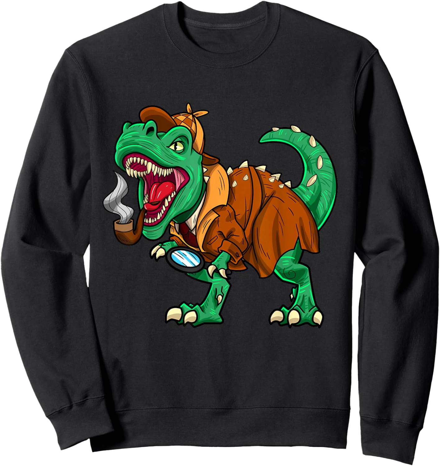 Detective Crew Dinsosaur Undercover Agent T-Rex Sweatshirt - Sweatshirt | Black
