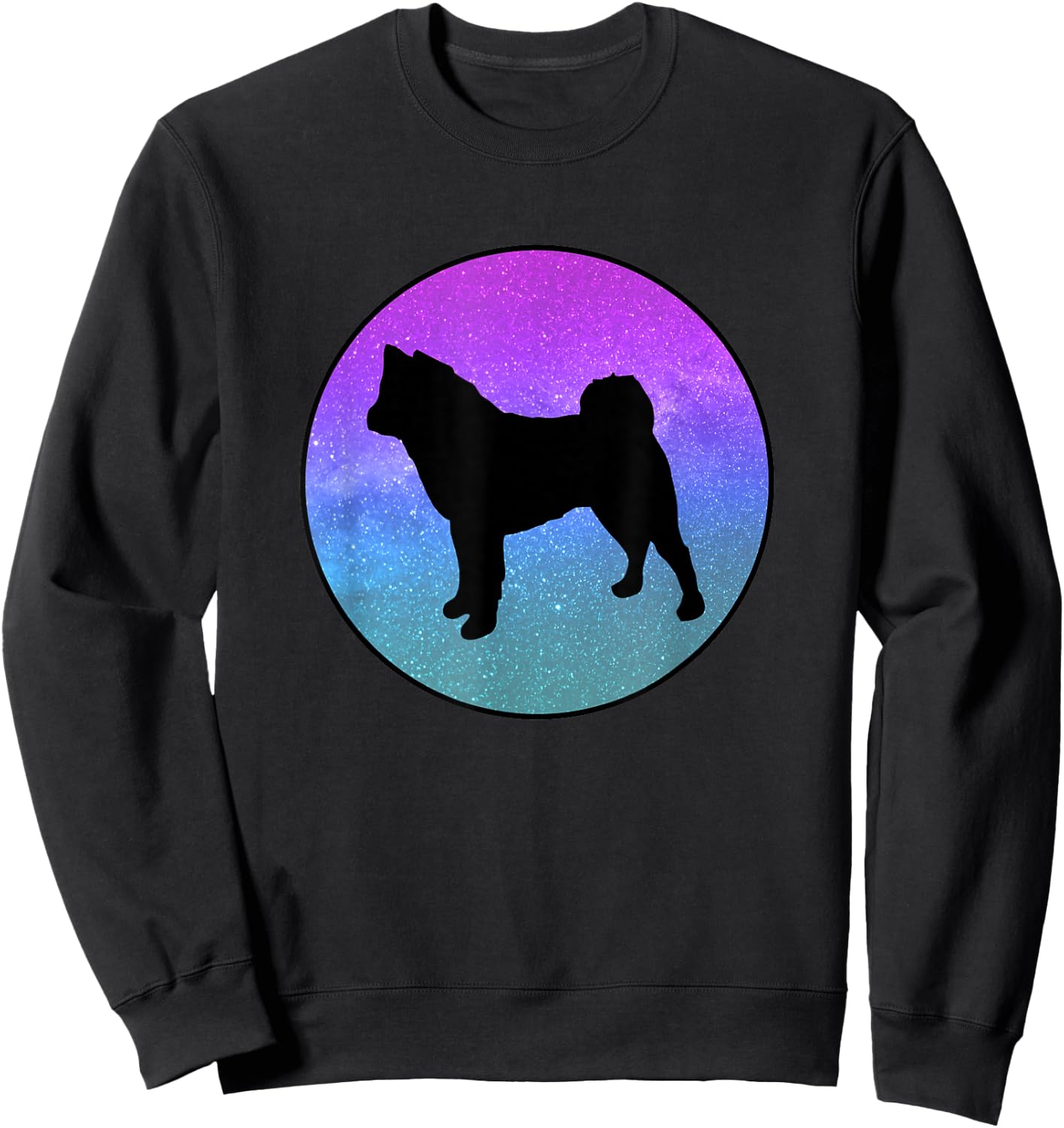Dog Breed American Akita Dog Silhouette Space Galaxy Sweatshirt - Sweatshirt | Black