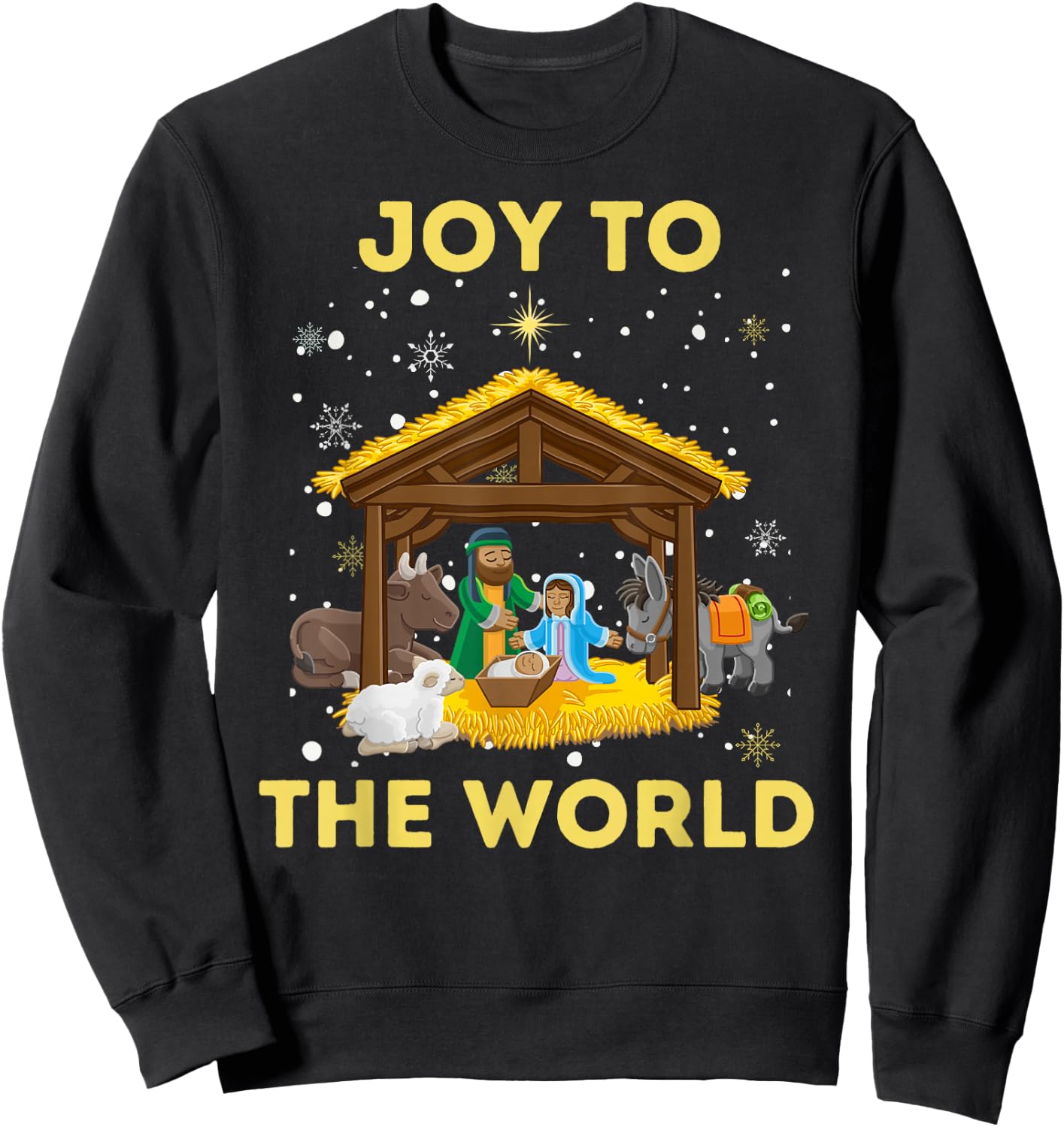 Christmas Nativity Christian Birth Of Jesus Joy To The World Sweatshirt - Sweatshirt | Black
