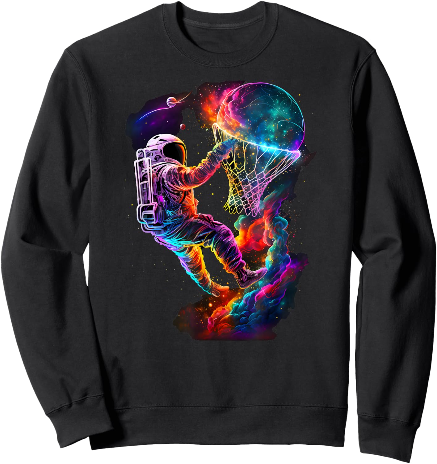 Astronaut Dunking a Basketball Player Outer Space Cosmic Sweatshirt - Sweatshirt | Black