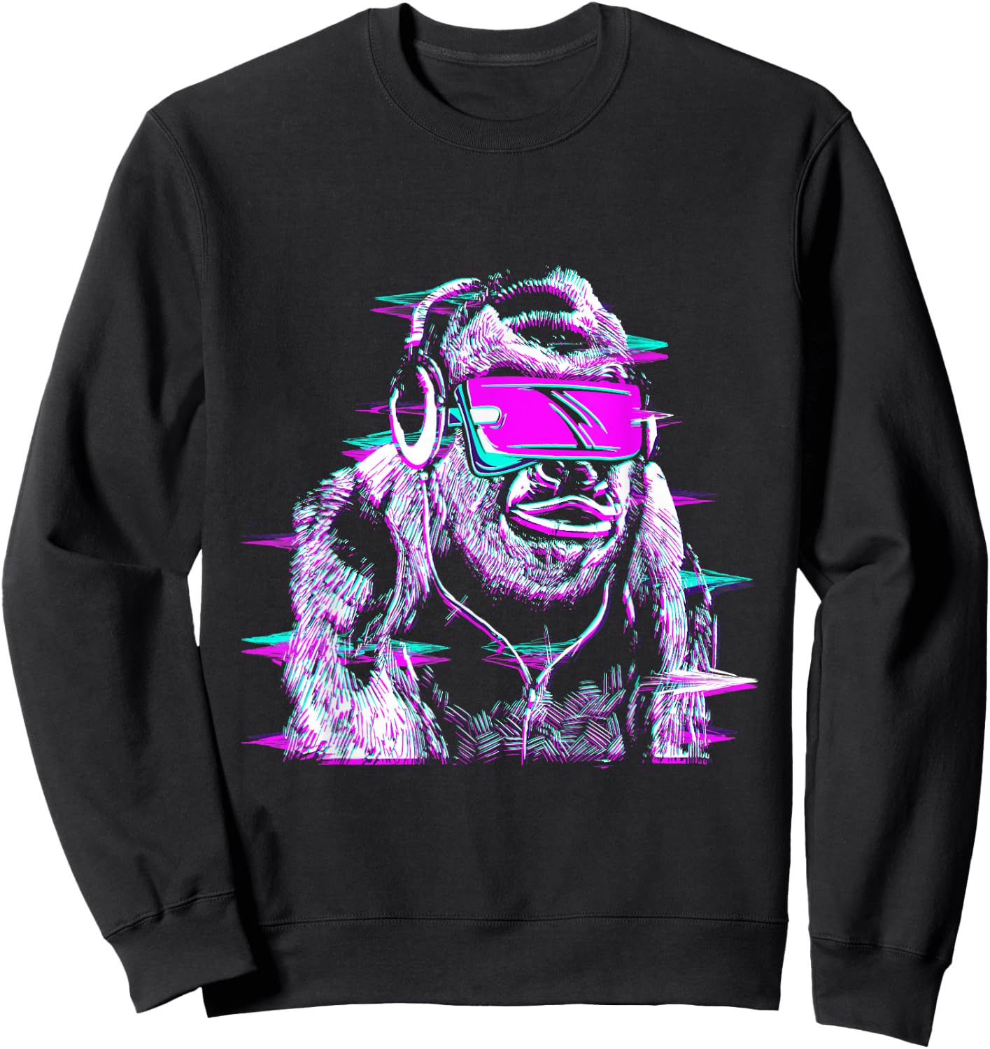 VR and VR Gamer with virtual reality and monkey Sweatshirt - Sweatshirt | Black