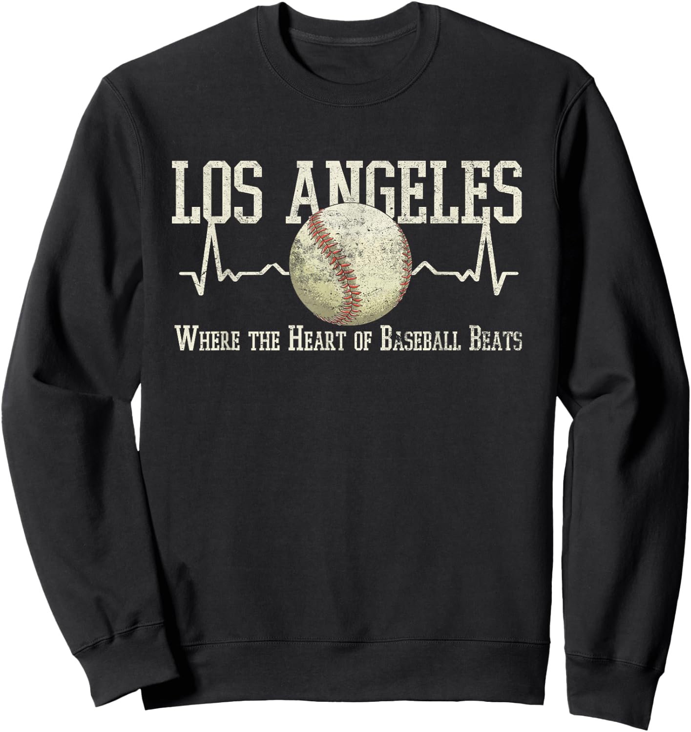 Vintage Baseball Los Angeles Graphic Sweatshirt - Sweatshirt | Black