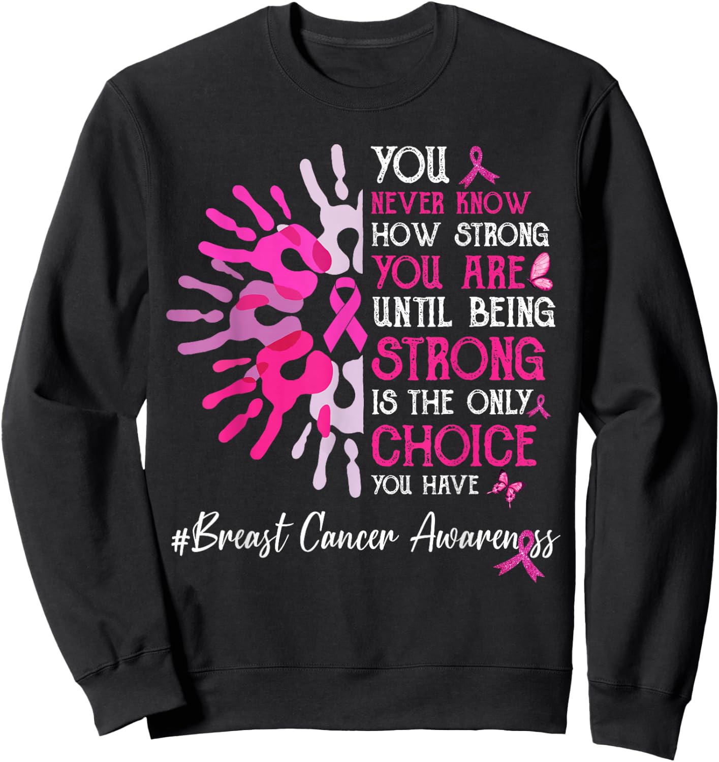 You Never Know How Strong You Are Until Strong Breast Cancer Sweatshirt - Sweatshirt | Black