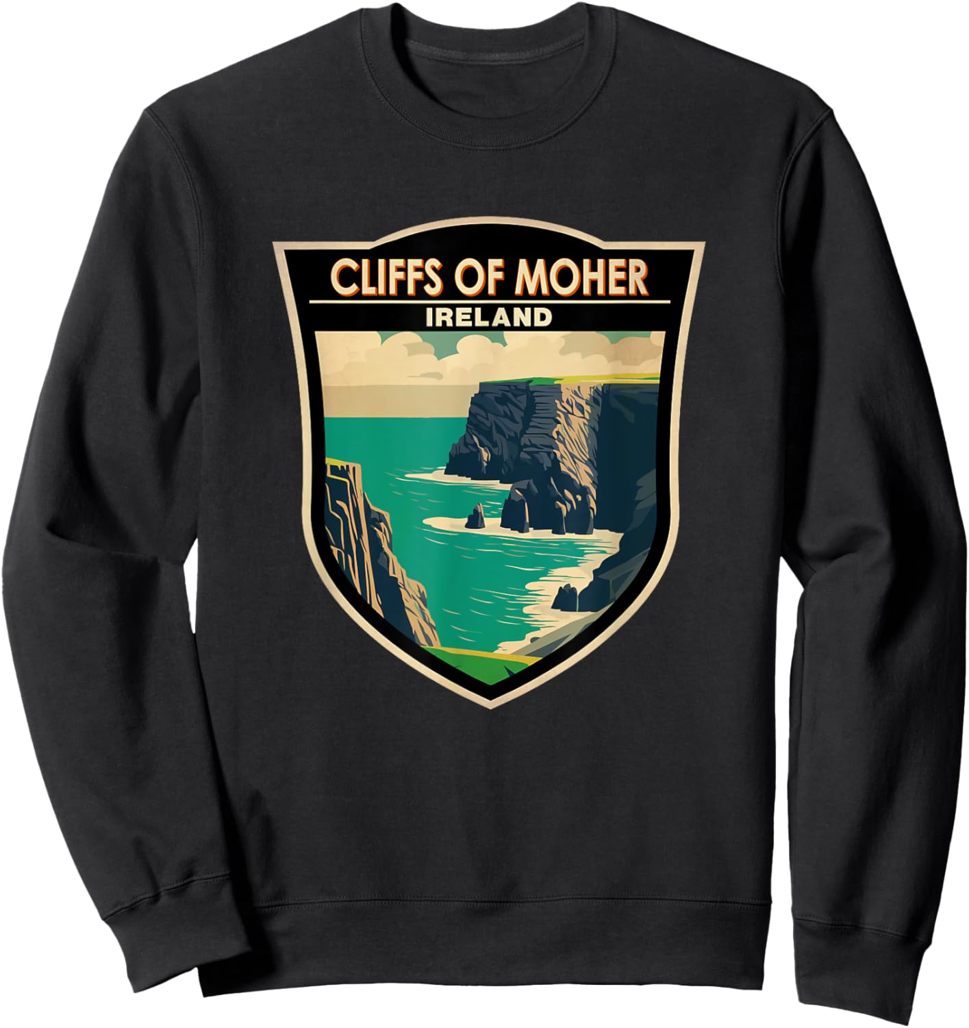 Cliffs of Moher Ireland Landmark Badge Vintage Sweatshirt - Sweatshirt | Black
