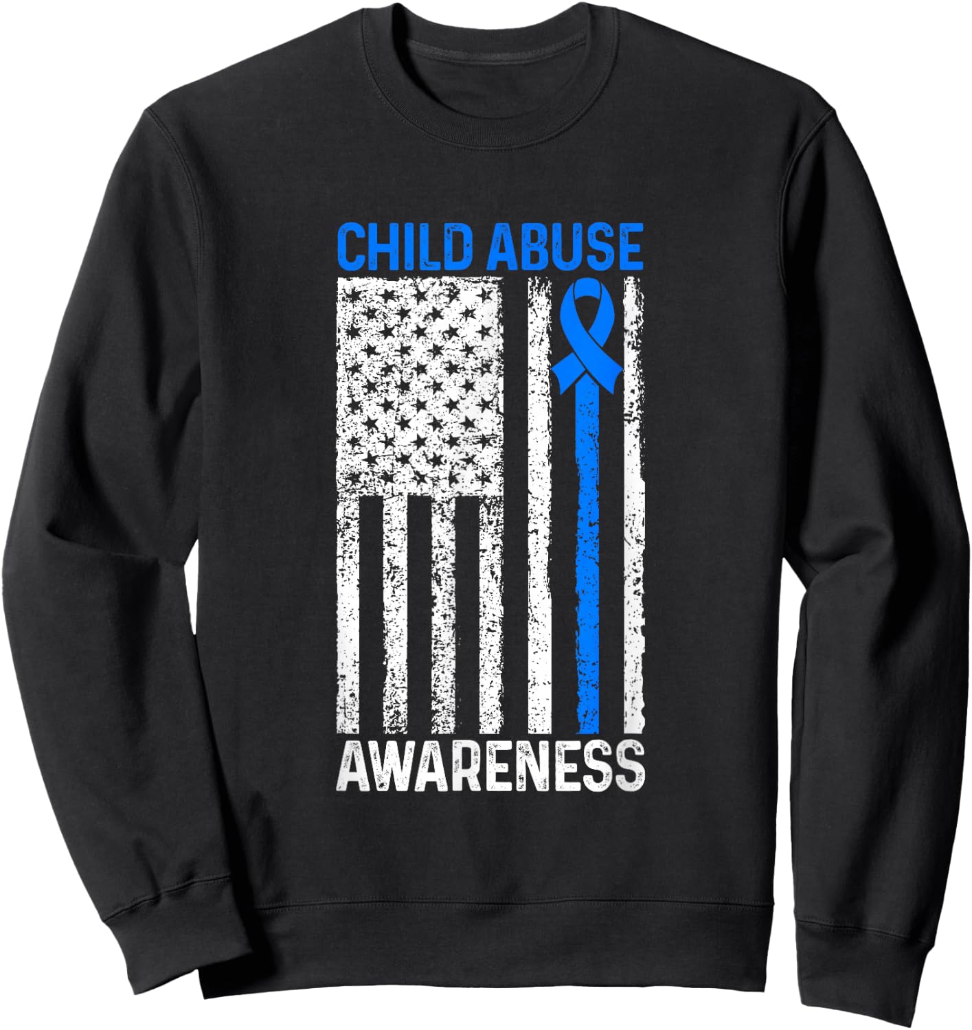 Child Abuse Awareness US Flag Child Abuse Prevention Month Sweatshirt - Sweatshirt | Black