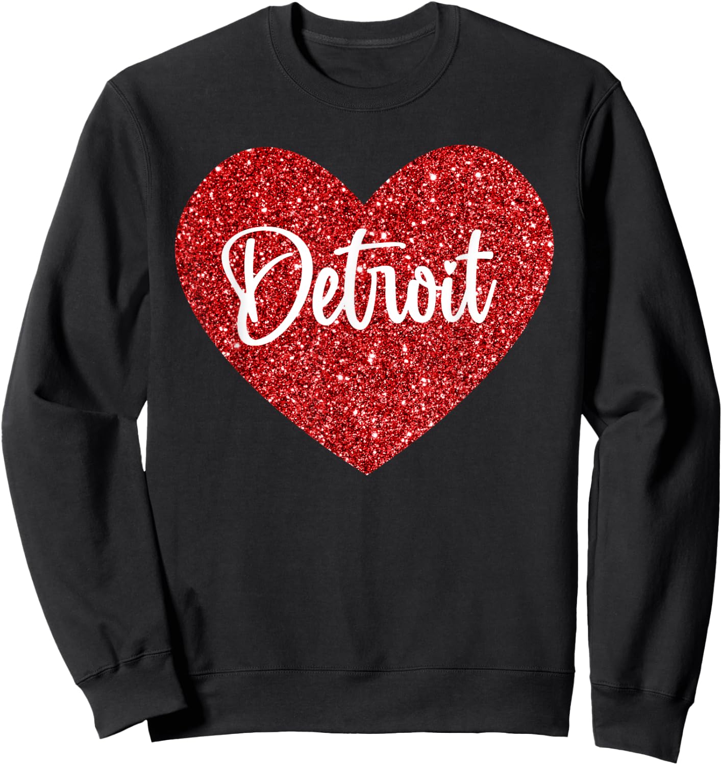 I Love Detroit Red Heart Sweatshirt - Sweatshirt | Black