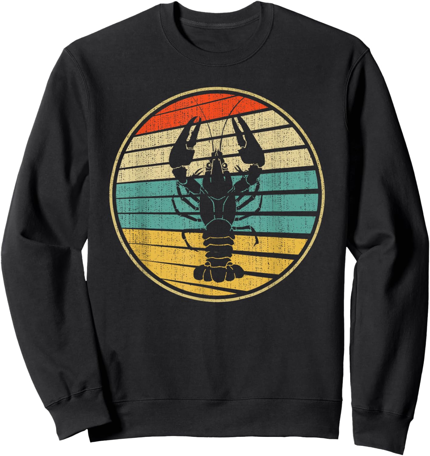 Retro Style Vintage Sea Crawfish Lobster Silhouette 60s 70s Sweatshirt - Sweatshirt | Black