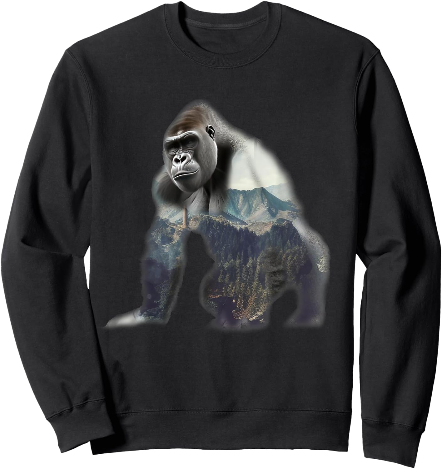 Gorilla Ape Silverback Primate Nature Jungle Sweatshirt - Sweatshirt | Black