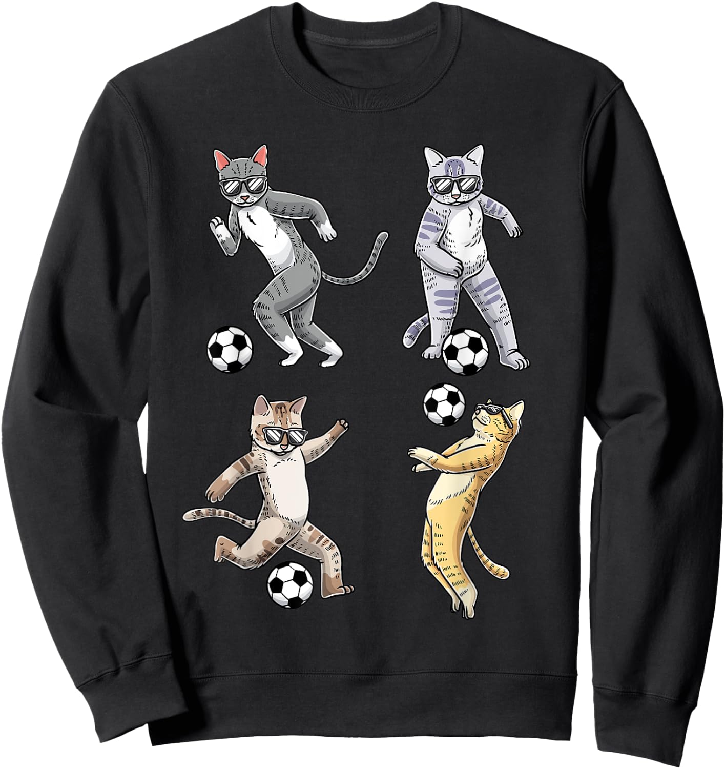 Funny Cat Lover Playing Soccer Player Pet Kittens Men Women Sweatshirt - Sweatshirt | Black