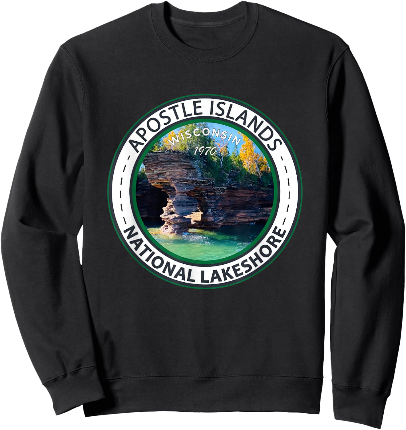 Apostle Islands National Lakeshore Wisconsin Vintage Sweatshirt - Sweatshirt | Black