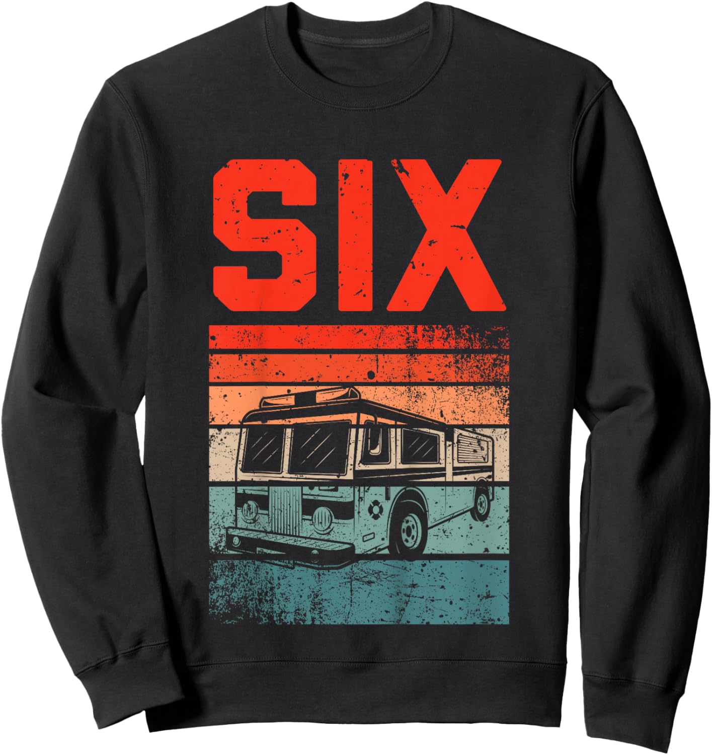 6 Year Old Shirt 6th Birthday Boy Firefighter Fire Truck Sweatshirt - Sweatshirt | Black