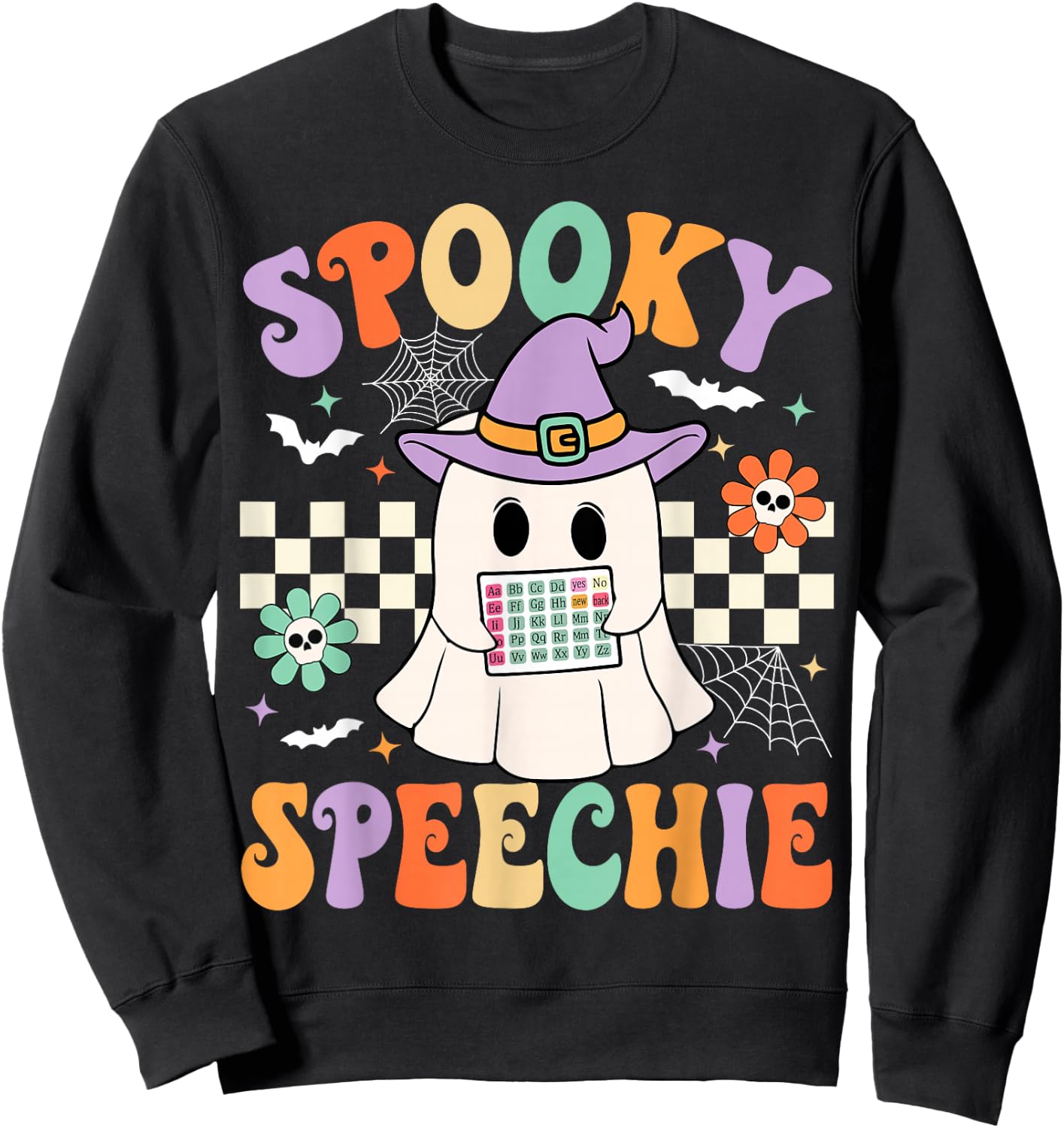 Spooky Speechie Speech Therapy Halloween Retro SLP Halloween Sweatshirt - Sweatshirt | Black