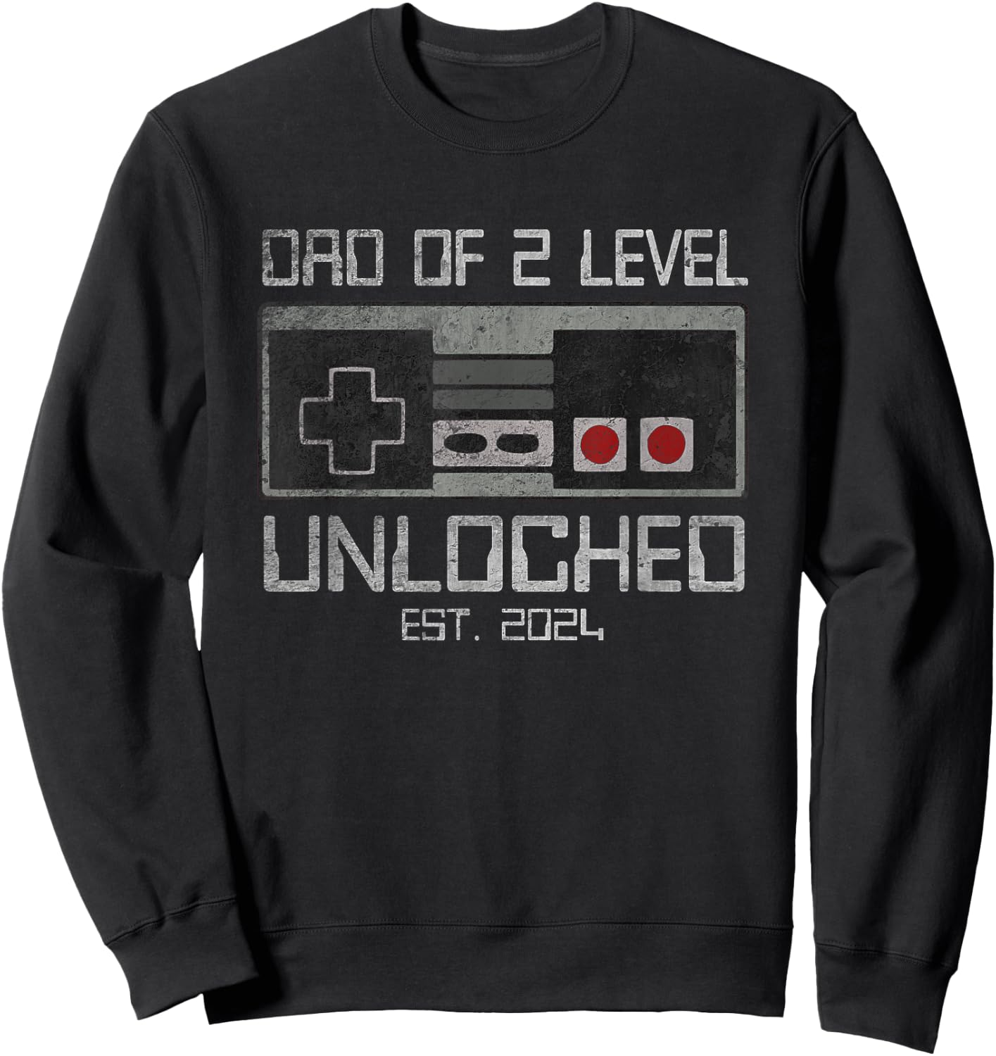 Daddy Again Leveled Up To Dad of 2 Two Level Unlocked Gamer Sweatshirt - Sweatshirt | Black