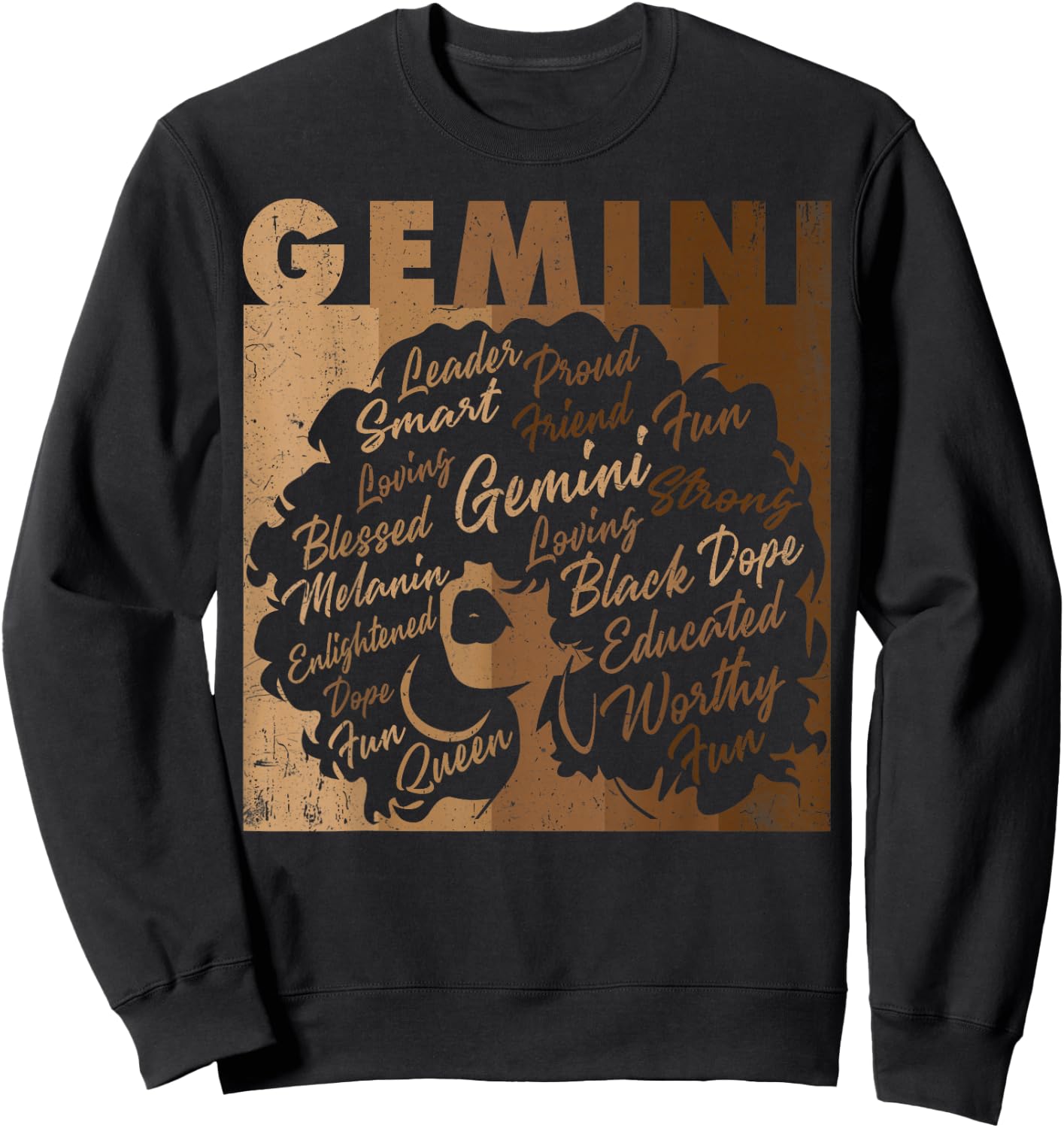 Gemini Girl African American Women Melanin Birthday Sweatshirt - Sweatshirt | Black