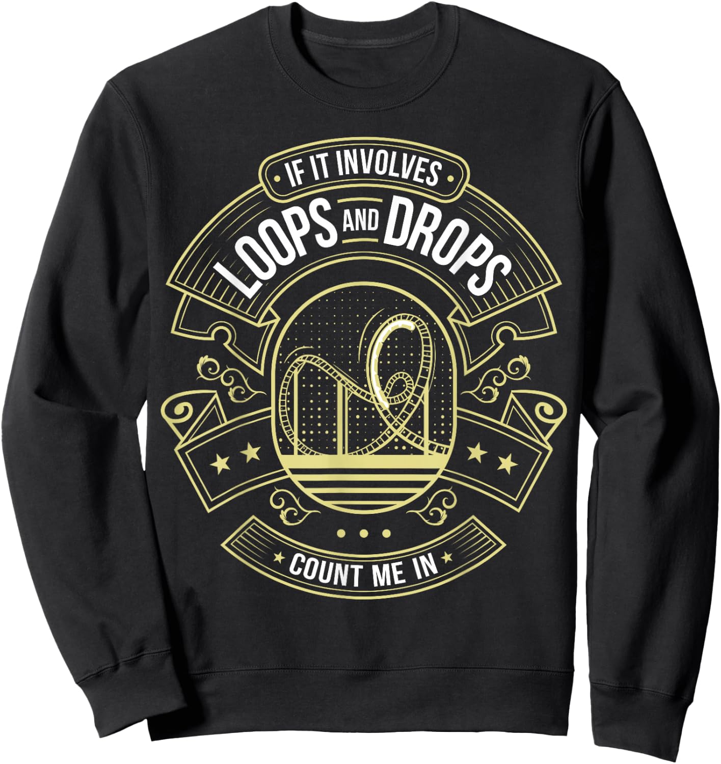 Roller Coaster Gifts & Amusement Park Apparel -Adults, Kids Black Short Sleeve Funny Rollercoaster Theme Park I Roller Coaster Sweatshirt - Sweatshirt | Black