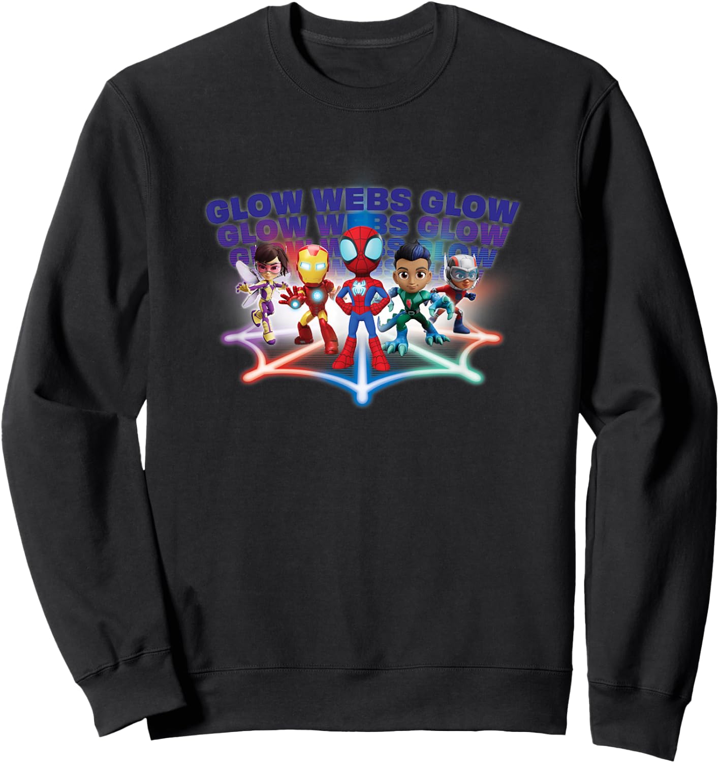 Marvel Spidey and His Amazing Friends Avengers Glow Webs Sweatshirt - Sweatshirt | Black