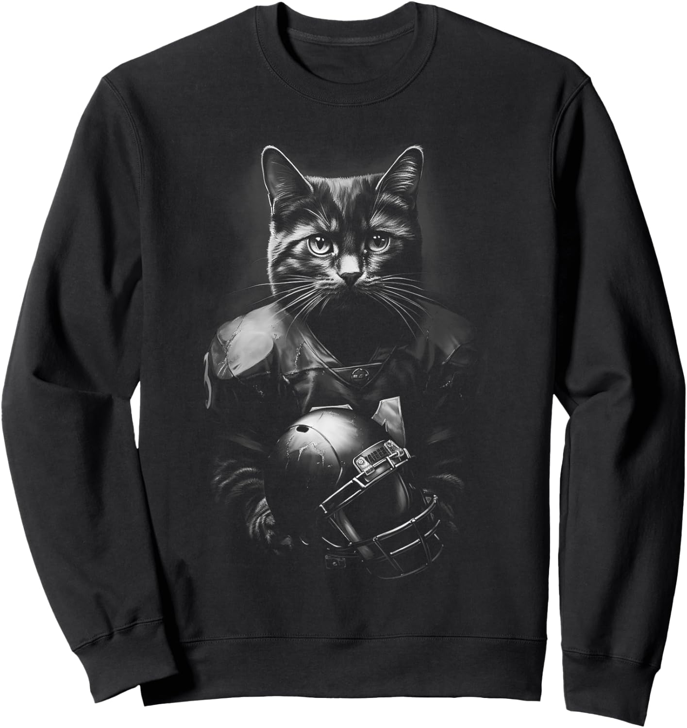 Cool Cat Football Season Funny Football Accessories Cat Sweatshirt - Sweatshirt | Black