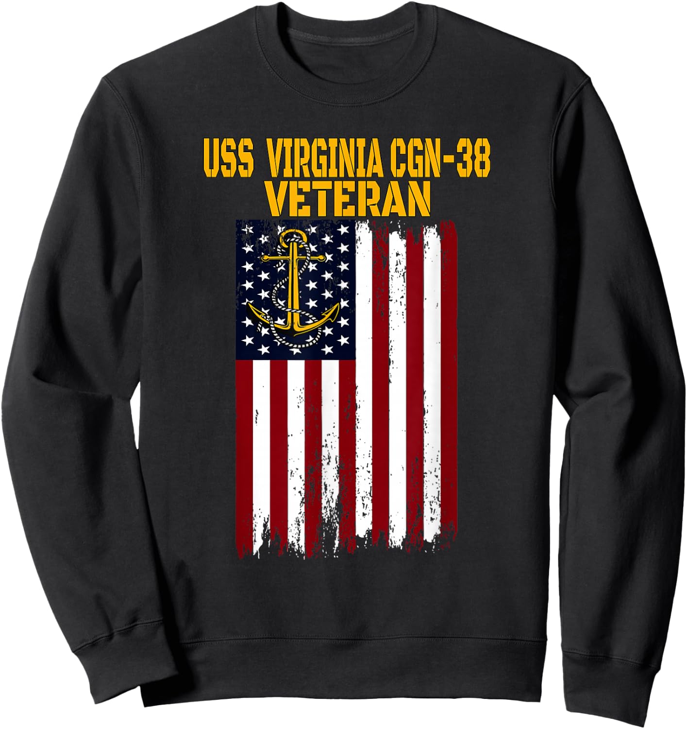 USS Virginia CGN-38 Cruiser Veterans Day Father's Day Sweatshirt - Sweatshirt | Black