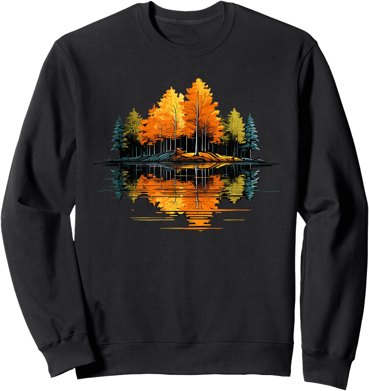 Nature Reflection Forest Trees Outdoor Wildlife Sweatshirt - Sweatshirt | Black