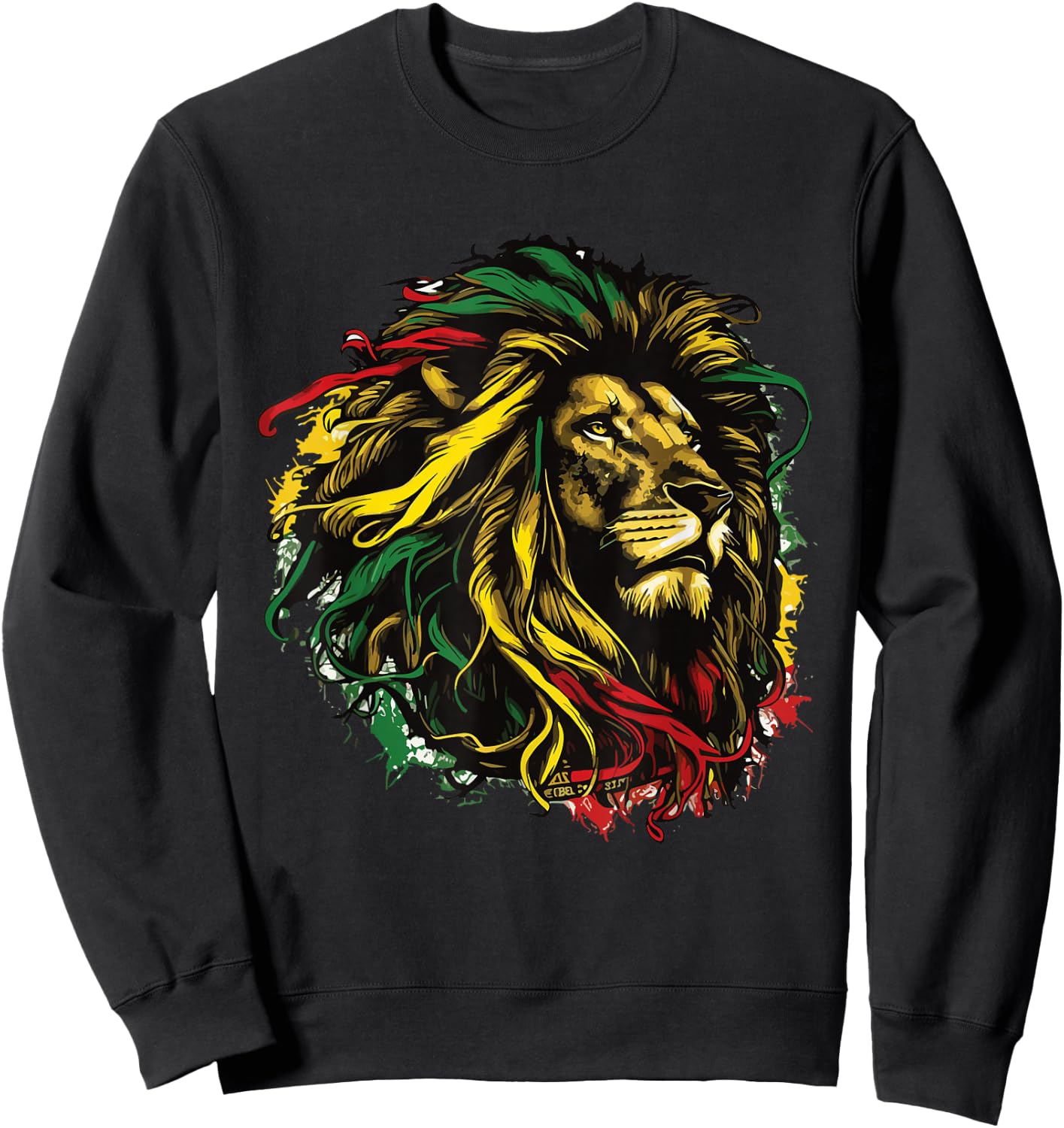 Jamaican Lion Jamaican Rasta Flag Lion of Judah Reggae Music Sweatshirt - Sweatshirt | Black