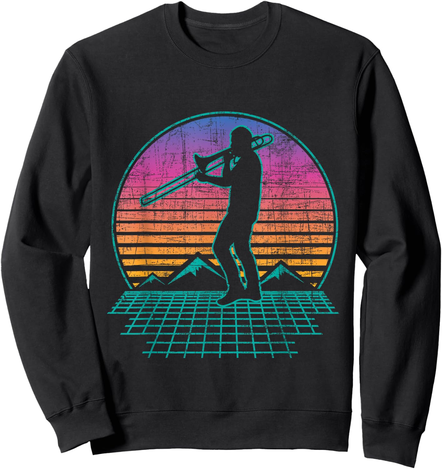 Retro Vintage Trombone Player - Trombonist Jazz Music Lover Sweatshirt - Sweatshirt | Black