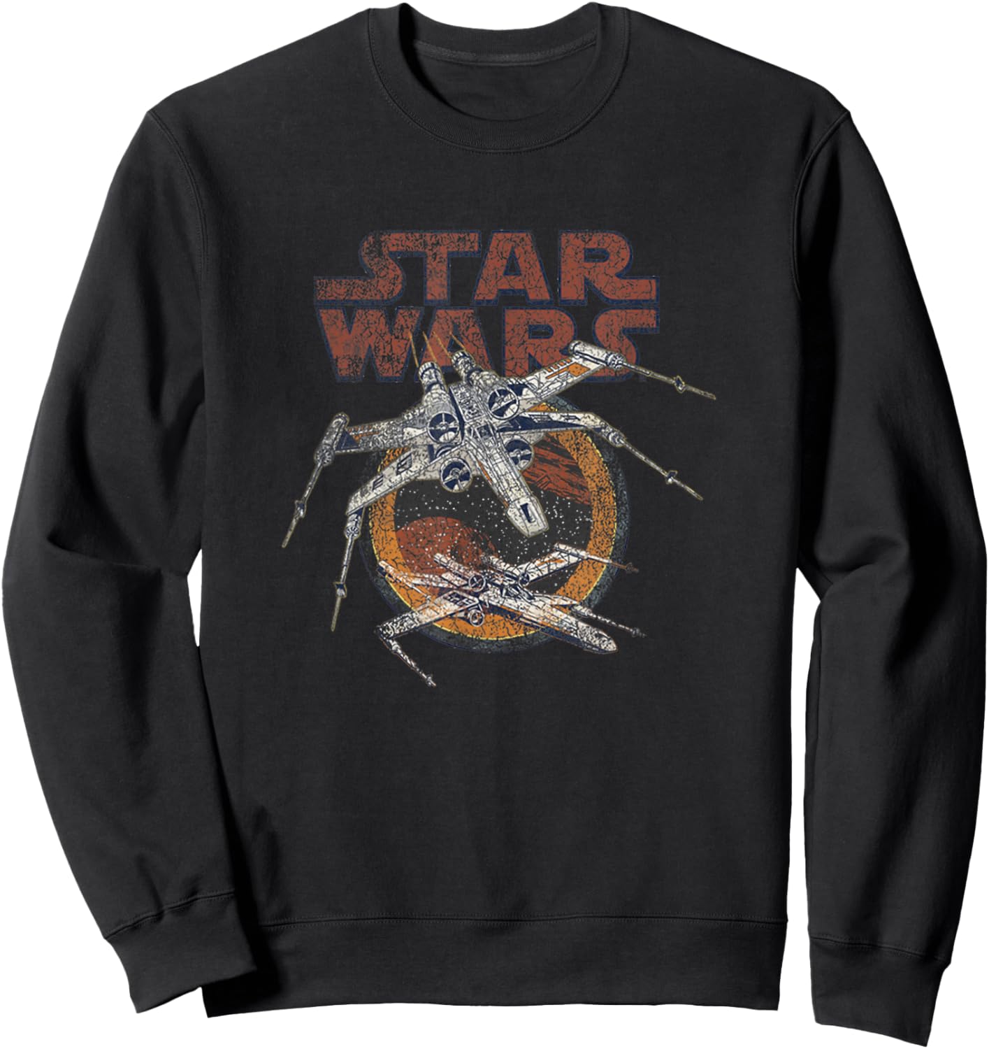 Star Wars Vintage X-Wing Fighter Distressed Battle Poster Sweatshirt - Sweatshirt | Black