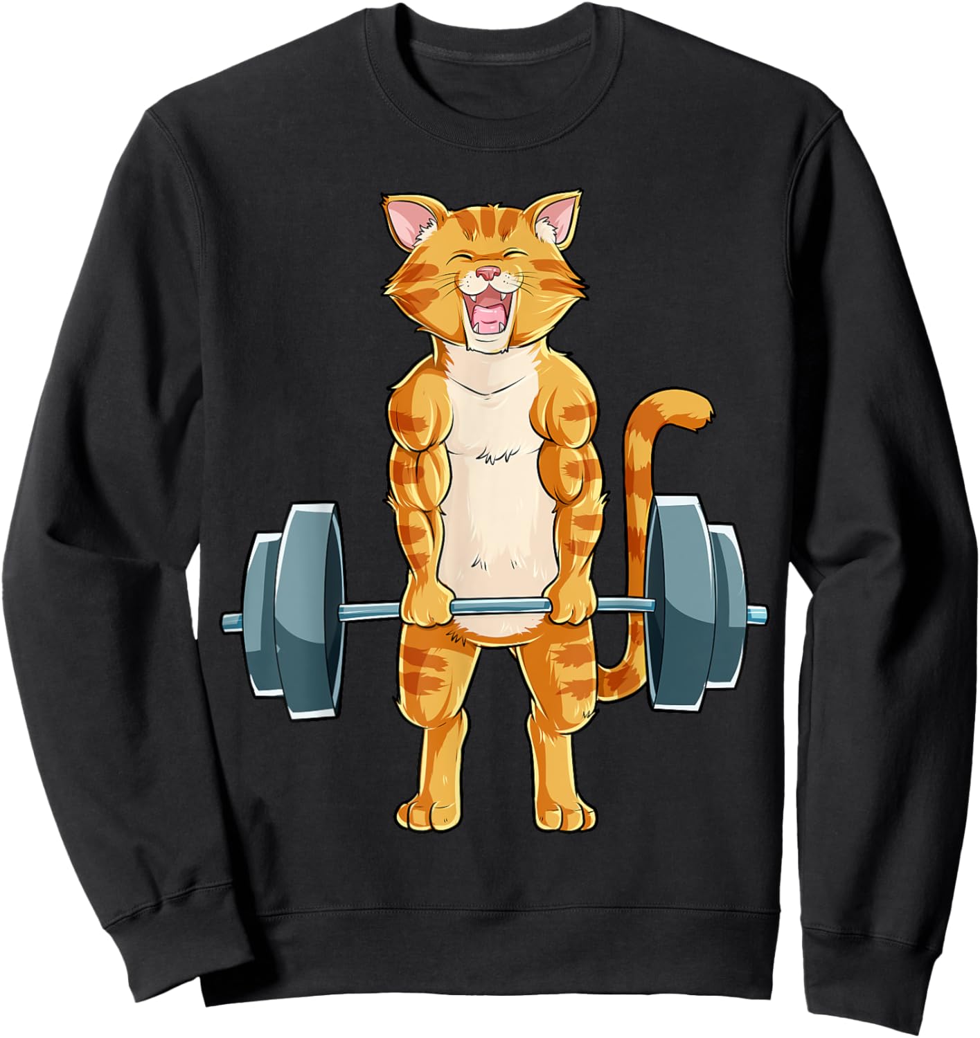 Cat Weightlifting Powerlifting Deadlift Fitness Gym Workout Men Women Girls Kids Sweatshirt - Sweatshirt | Black
