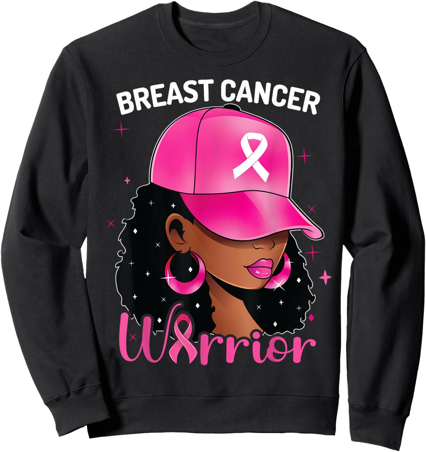 Breast Cancer Warrior Black Woman Breast Cancer Awareness Sweatshirt - Sweatshirt | Black