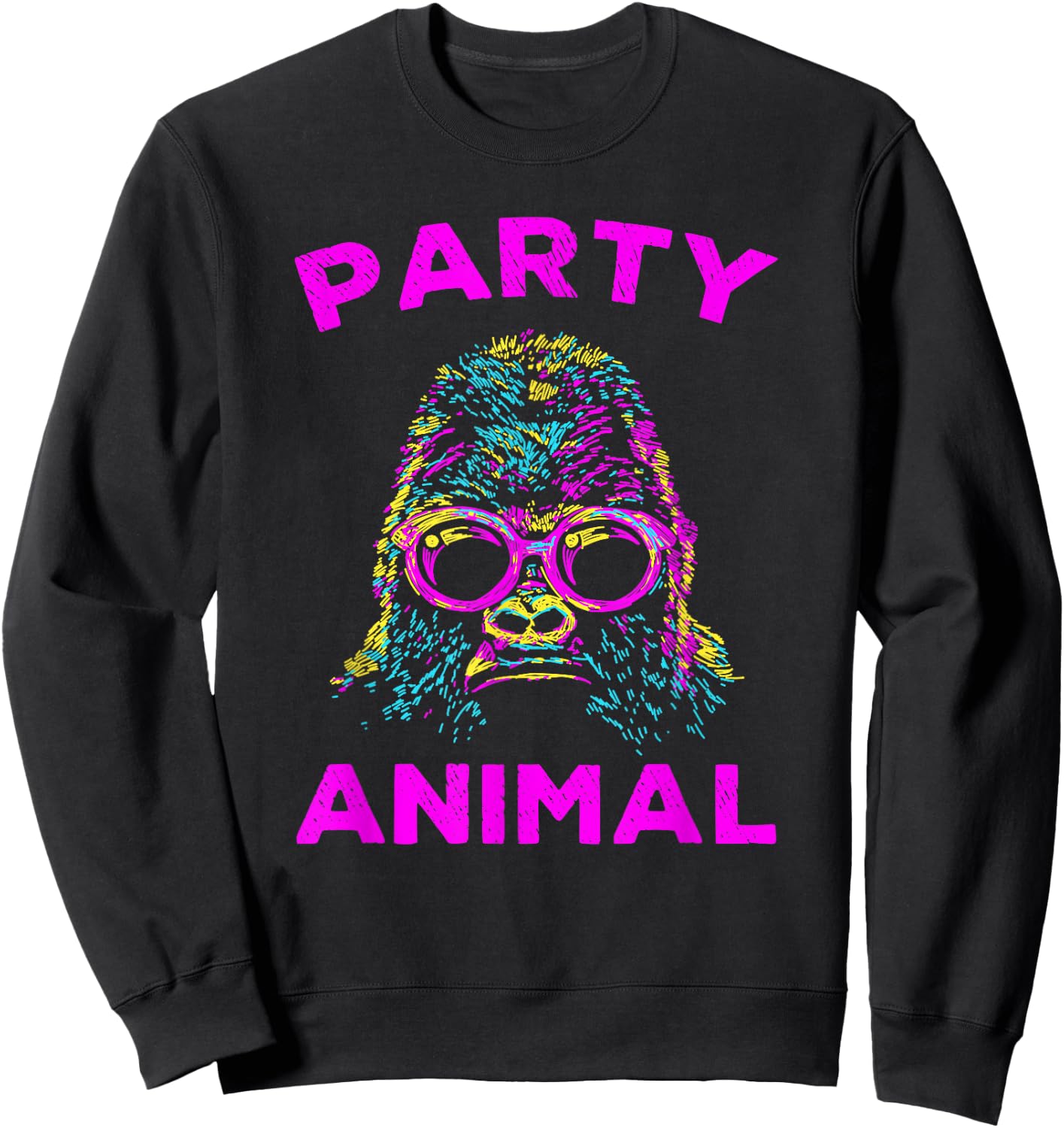 Cute Gorilla Party Animal Lover Colorful Monkey Sweatshirt - Sweatshirt | Black