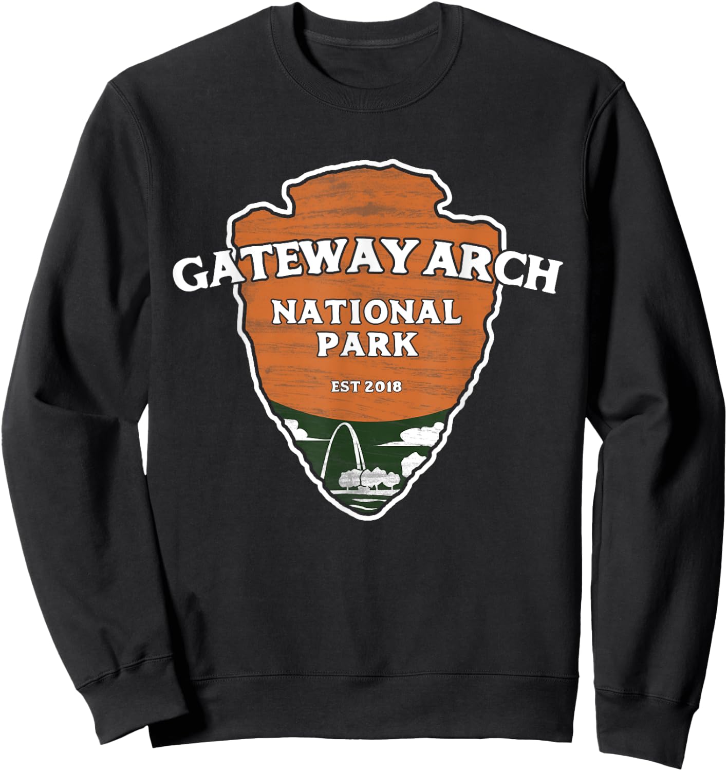 Gateway Arch National Park Classic Style Arrowhead Sign Sweatshirt - Sweatshirt | Black