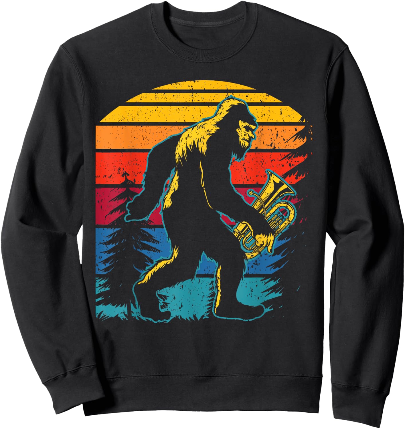 Bigfoot Lover Tuba Player Musical Instrument Musician Sweatshirt - Sweatshirt | Black