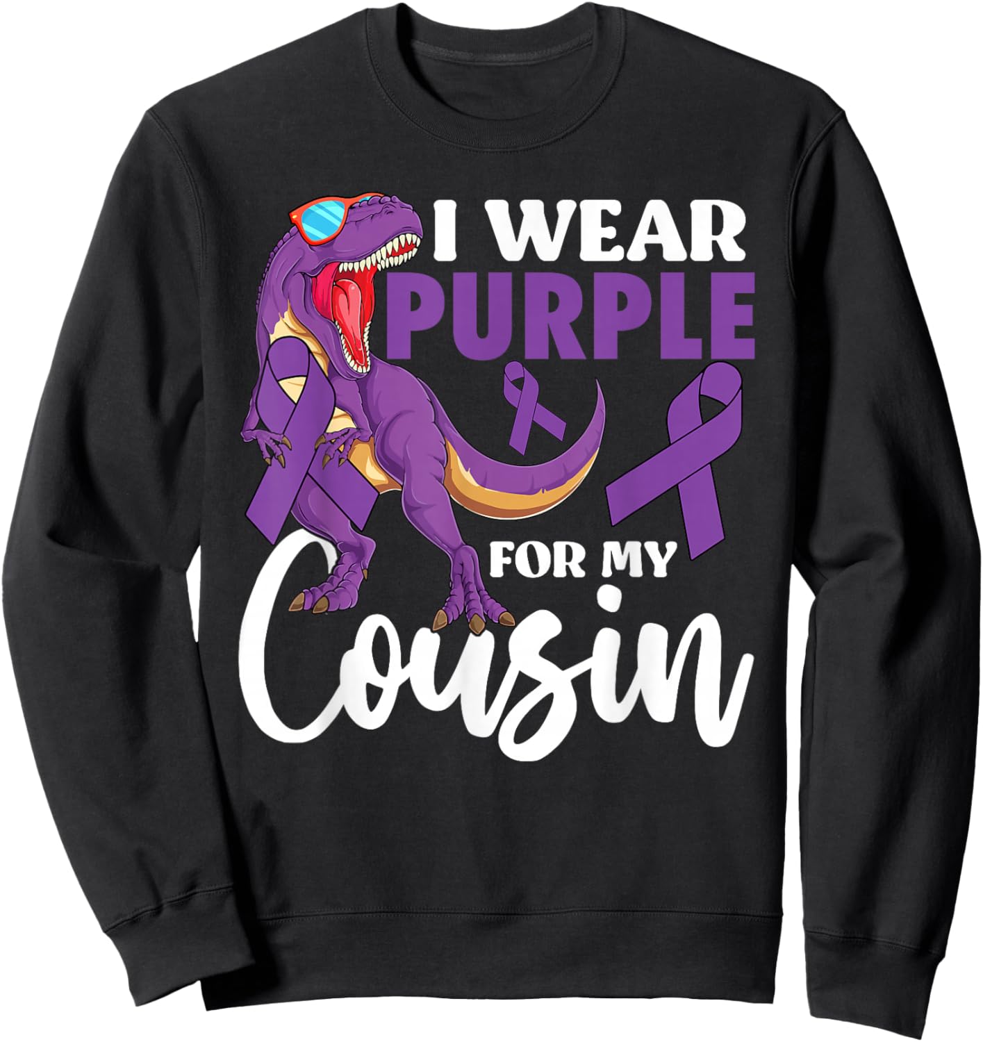 I Wear Purple For My Cousin Epilepsy Awareness Boho Rainbow Sweatshirt - Sweatshirt | Black