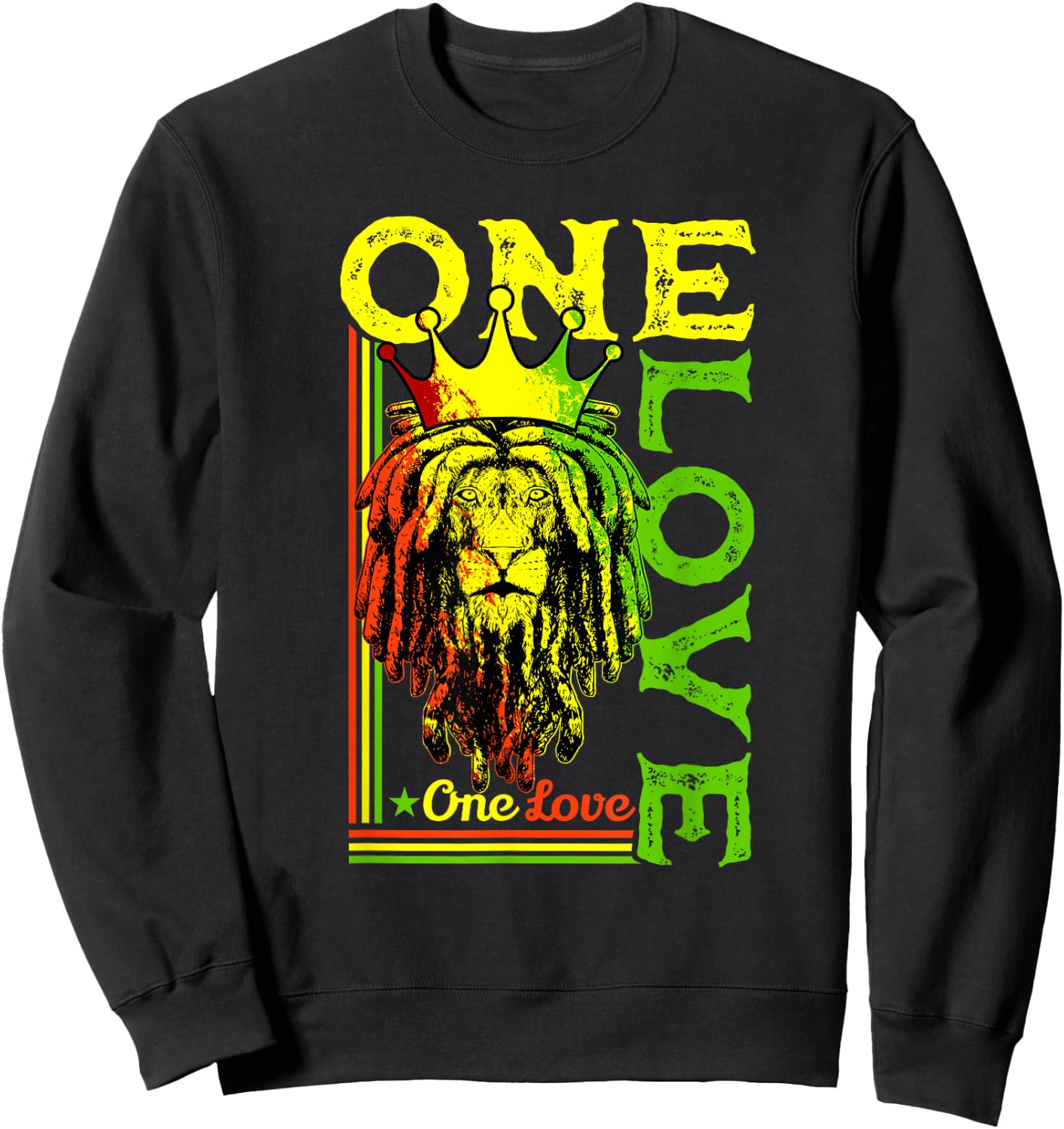 One Love Rasta Lion Jamaican Pride Reggae African Sweatshirt - Sweatshirt | Black