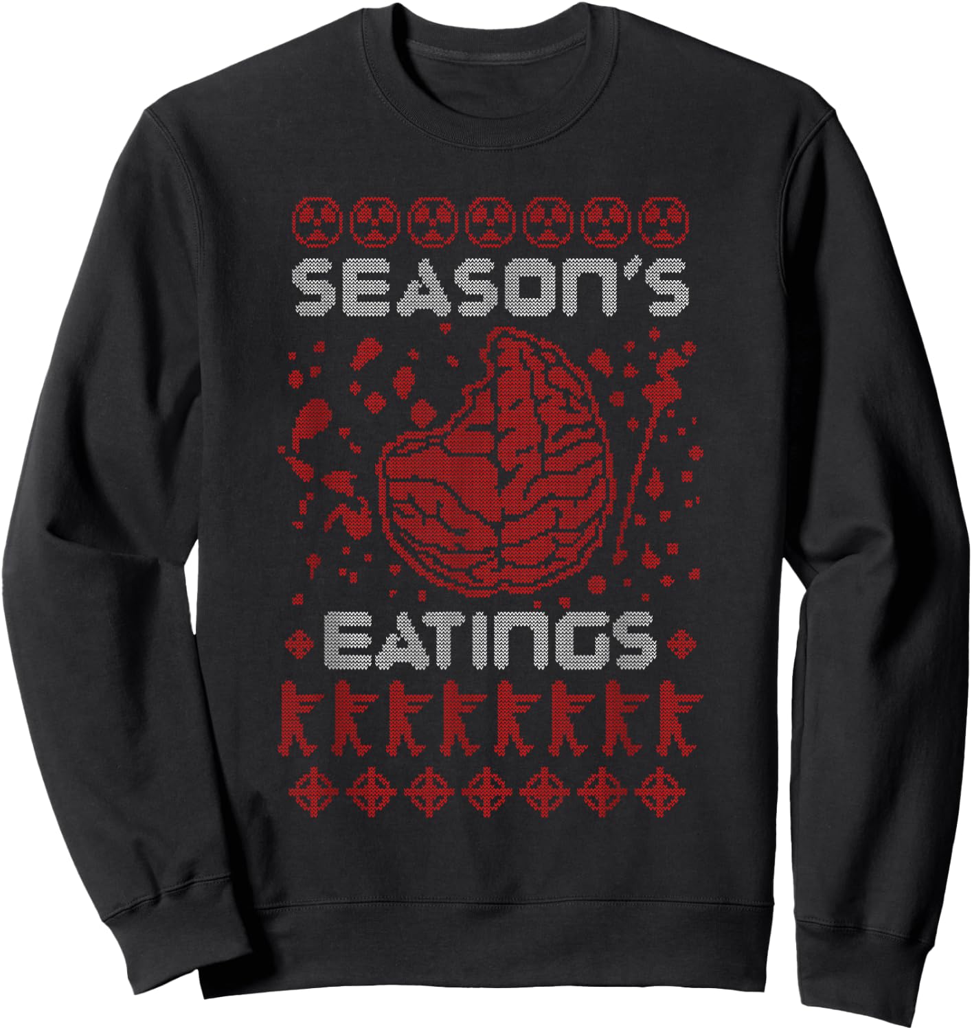 Season's Eatings Funny Zombie Ugly Christmas Sweatshirt - Sweatshirt | Black