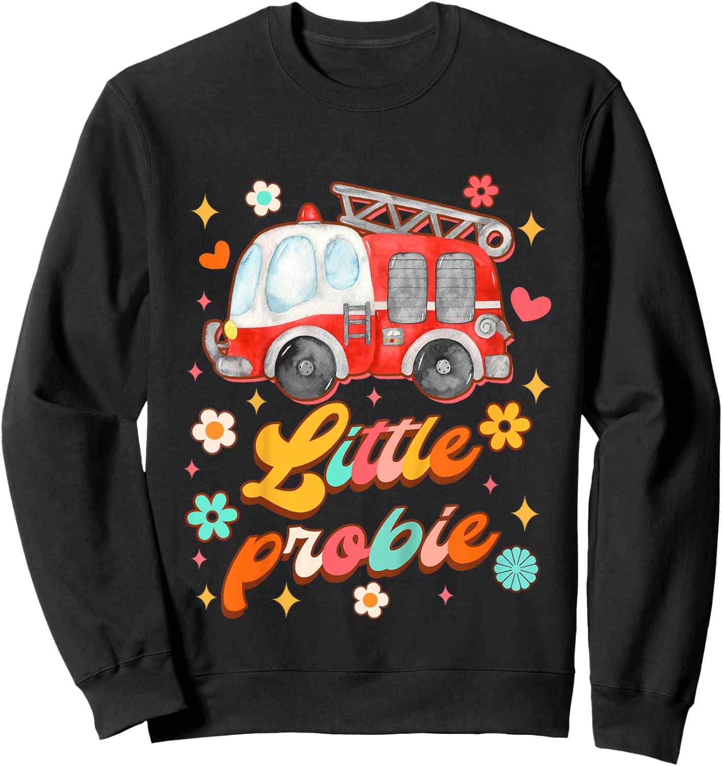 Kids Future Firefighter Baby Fireman Fire Truck Little Probie Sweatshirt - Sweatshirt | Black