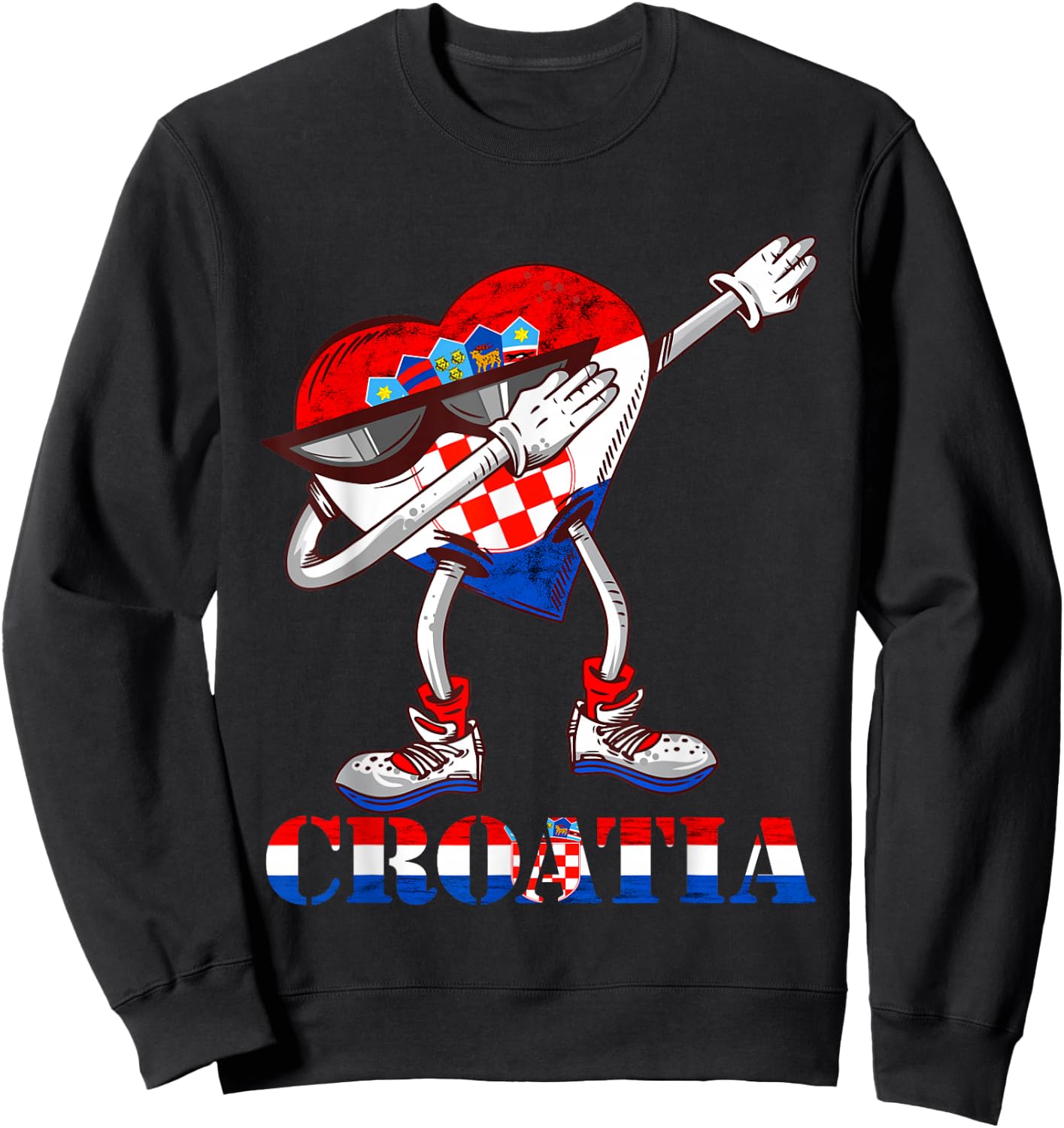 Dabbing Heart Croatian Flag Hrvatska Croatian Roots Croatia Sweatshirt - Sweatshirt | Black