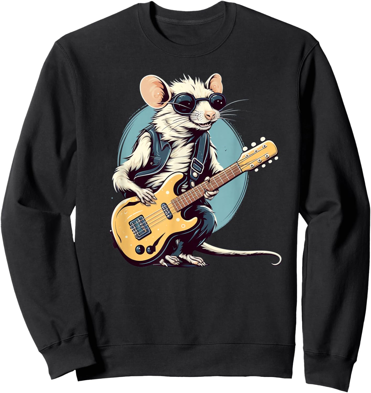 Funny Punk Rocker Rat with electric Guitar Costume Sweatshirt - Sweatshirt | Black