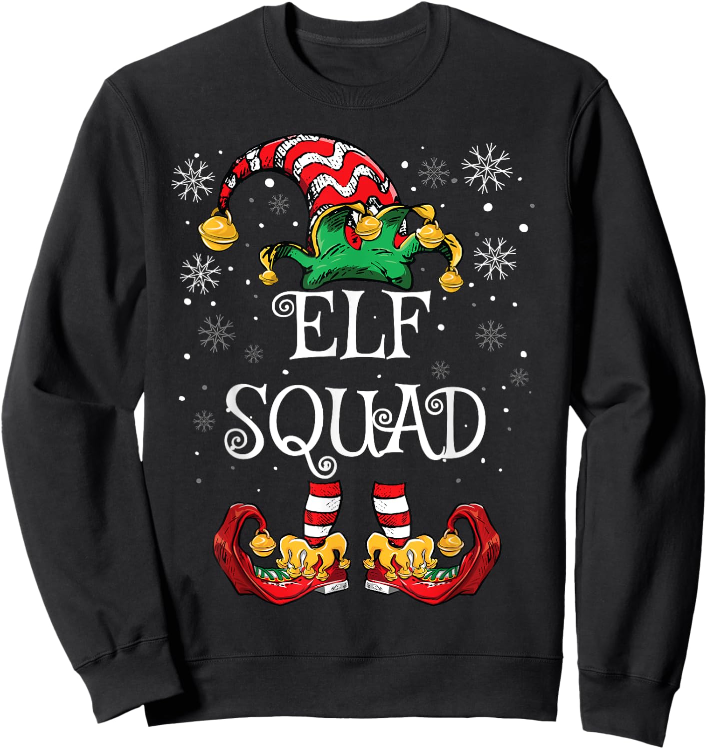 Elf Squad Christmas Family Matching Christmas Sweatshirt - Sweatshirt | Black