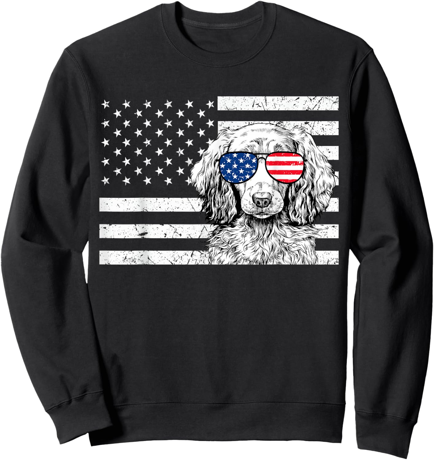 Dachshund Weiner Dog 4th of July US American Flag Patriotic Sweatshirt - Sweatshirt | Black