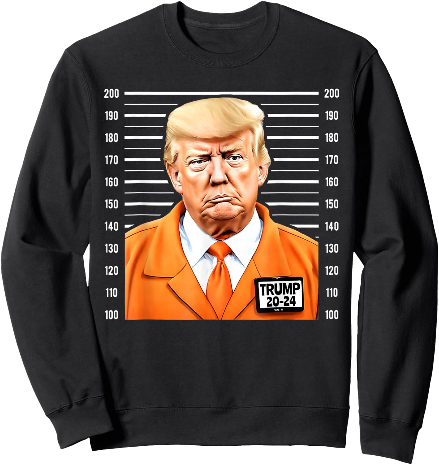 Funny Trump 2024 Mug Shot Orange Jumpsuit Parody Behind Bars Sweatshirt - Sweatshirt | Black