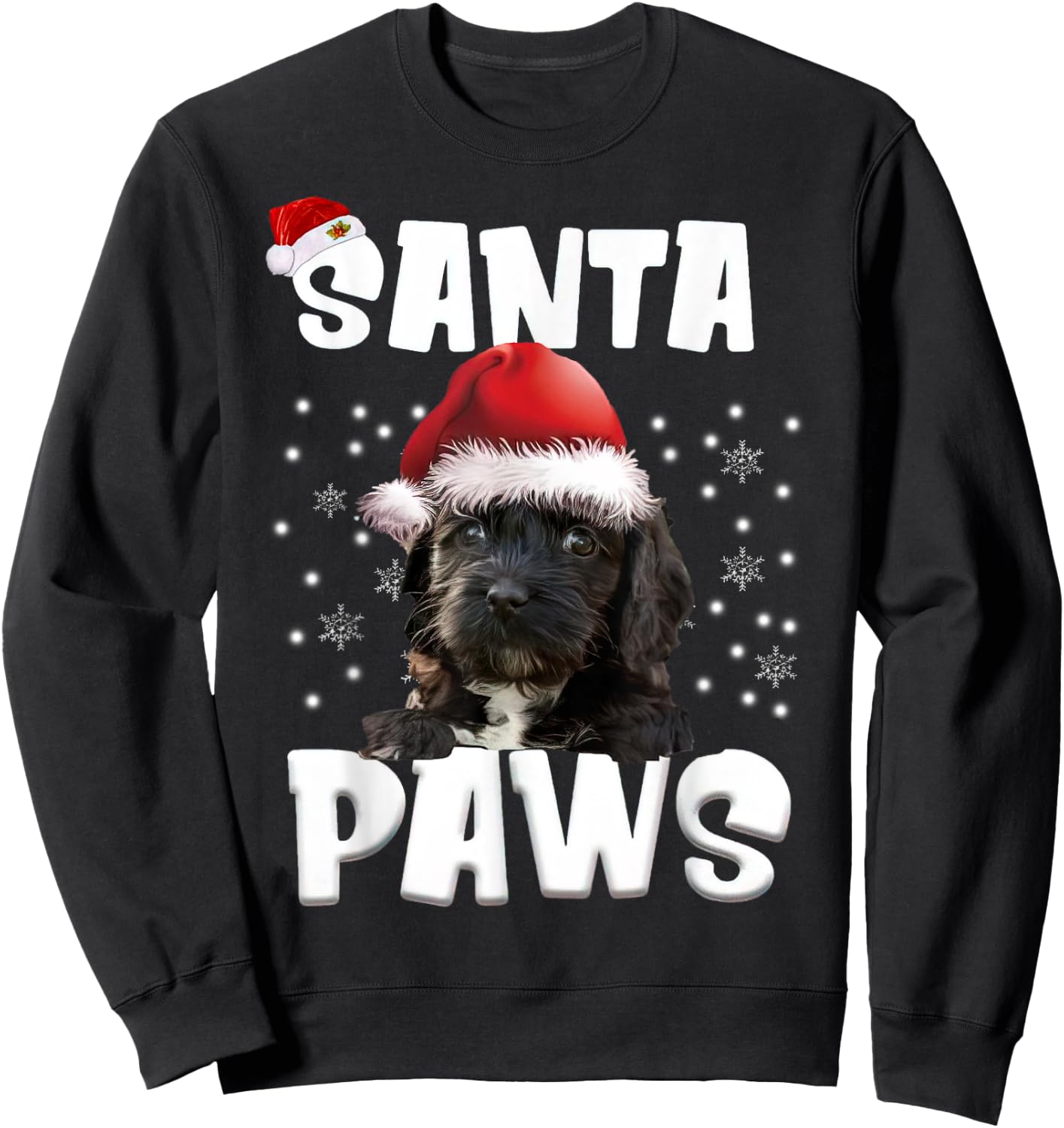 Funny Cockapoo Christmas Lights Tree Dog Lover Xmas Sweatshirt - Sweatshirt | Black