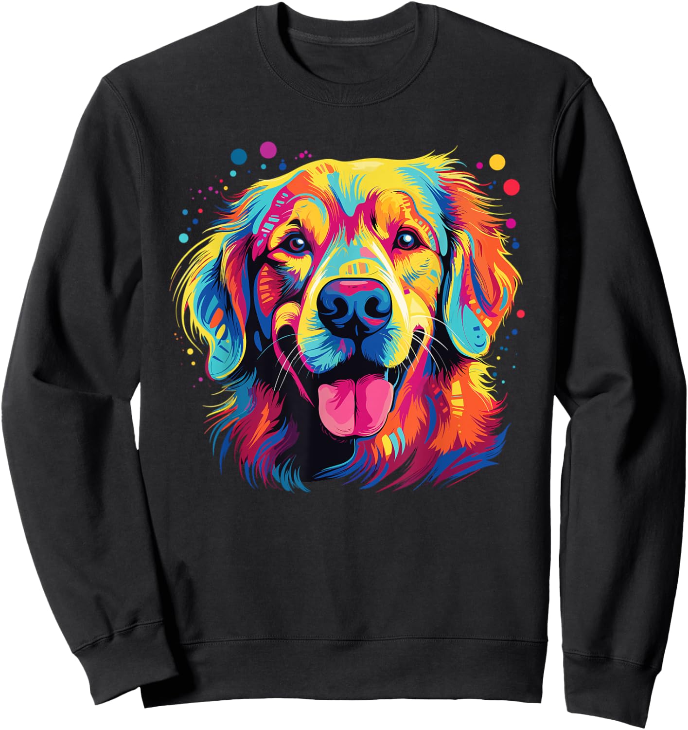Watercolor Colorful Golden Retriever Dog Women Girls Kids Sweatshirt - Sweatshirt | Black
