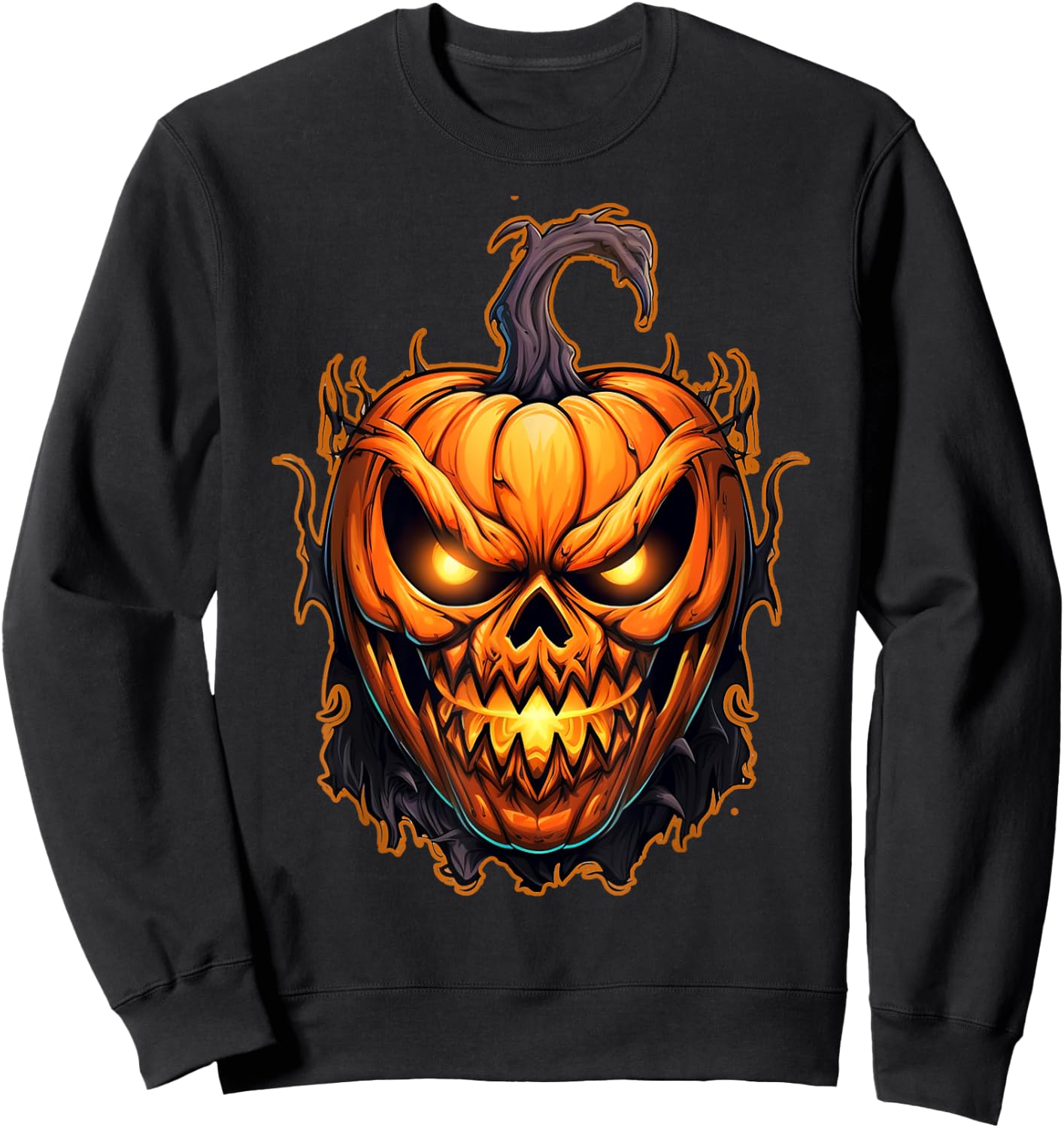 Funny Fall Autumn Halloween Scary Pumpkin lazy Costume Sweatshirt - Sweatshirt | Black