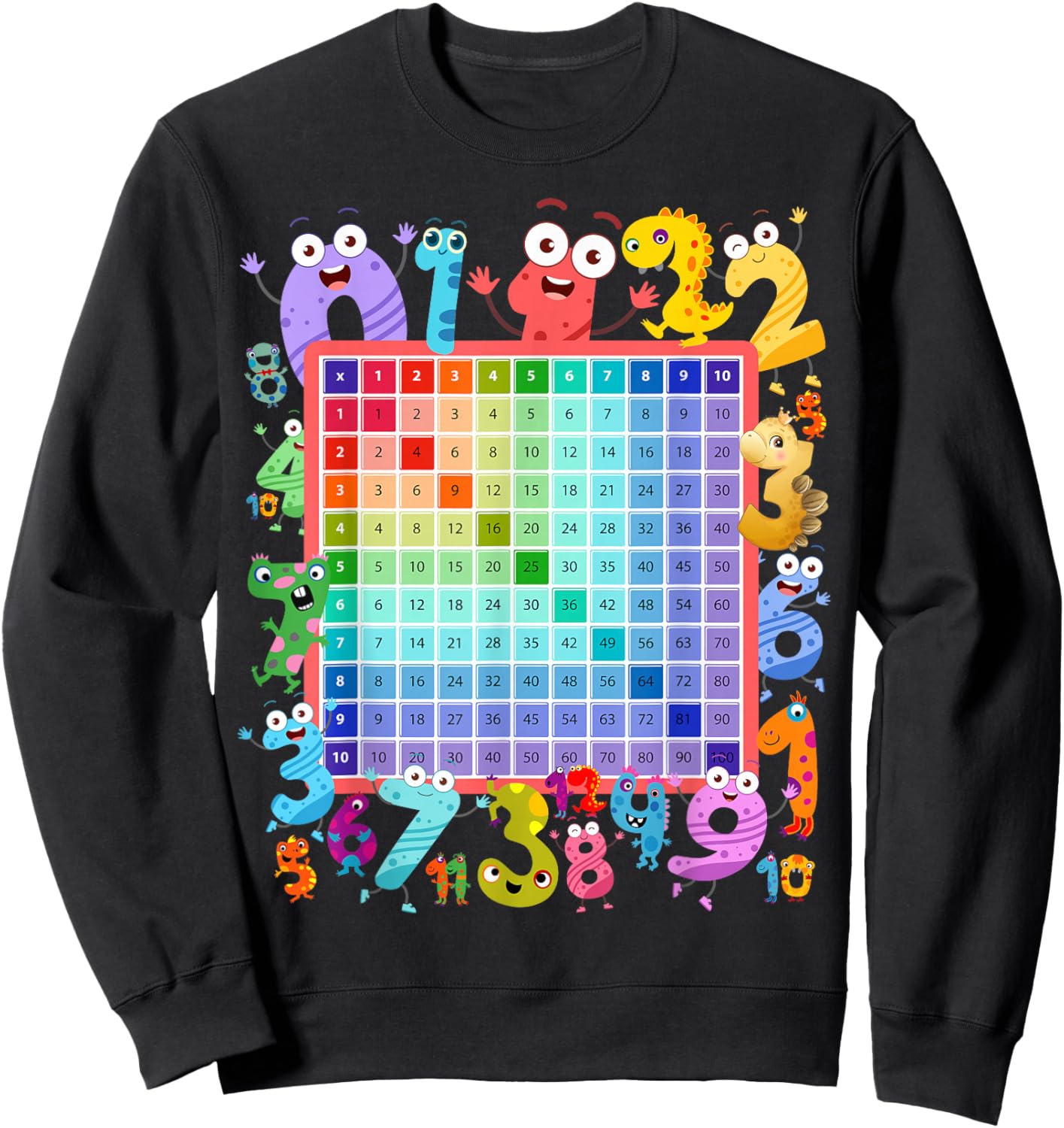 Dinosaur Numbers Idea for Kids & Dino Multiplication Square Sweatshirt - Sweatshirt | Black