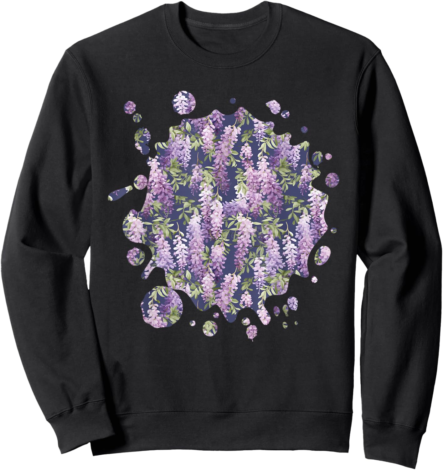 Cute Wisteria Inspired Flower Plant Lover Gardener women Sweatshirt - Sweatshirt | Black