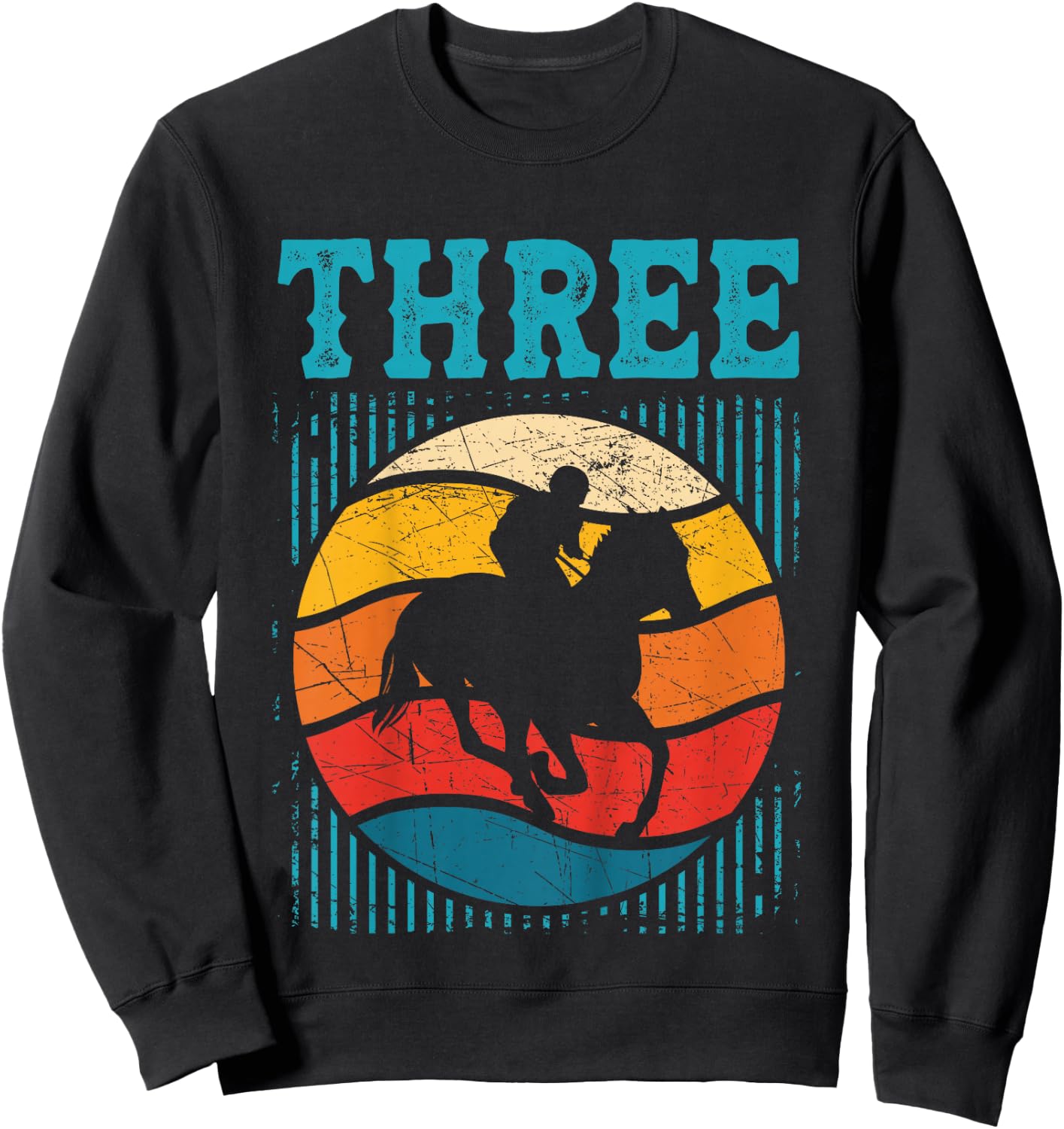 Kids 3rd Birthday Horse Rider Fan 3 Years old Girls Boys Kids Sweatshirt - Sweatshirt | Black