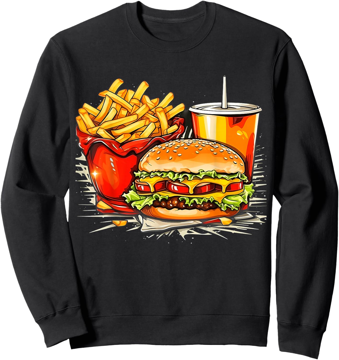 Retro Style Fast Food Sweatshirt - Sweatshirt | Black